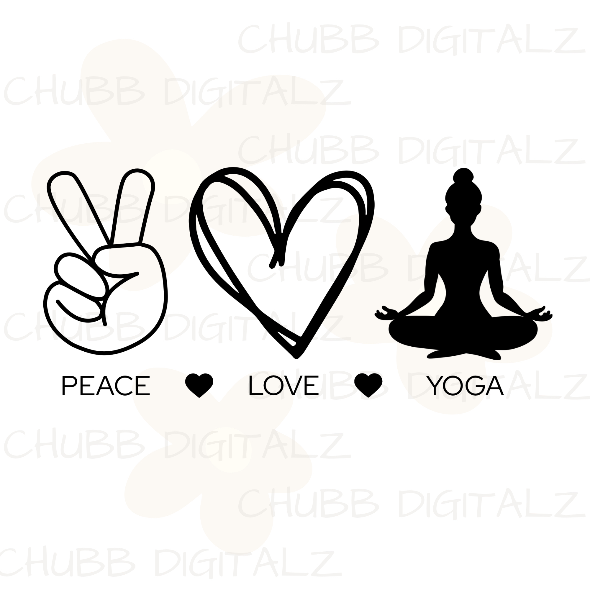 Peace Love Yoga SVG PNG | Peace | Love | Yoga | Digital Download | Instant File