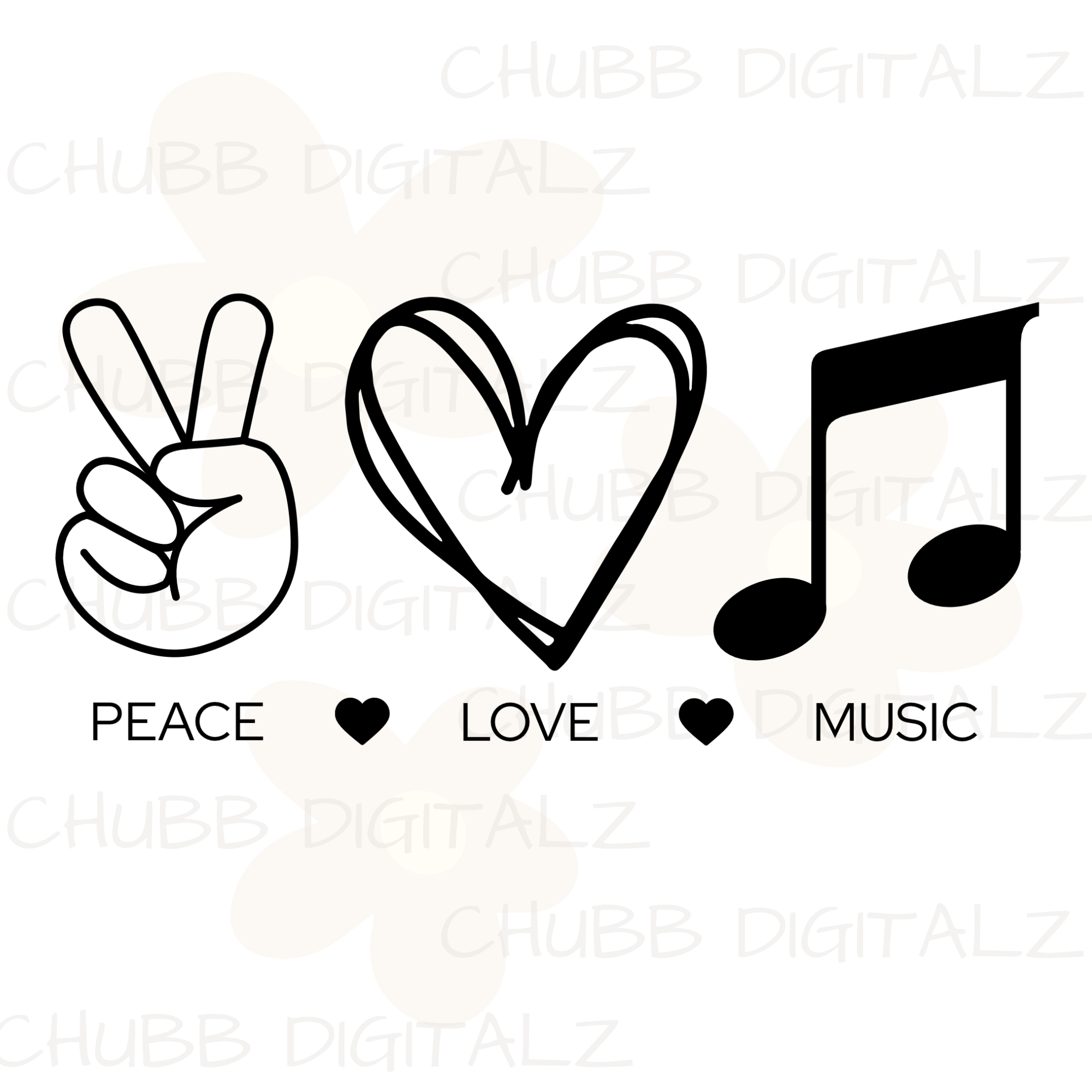 Peace Love Music SVG PNG | Peace | Love | Music | Digital Download | Instant File
