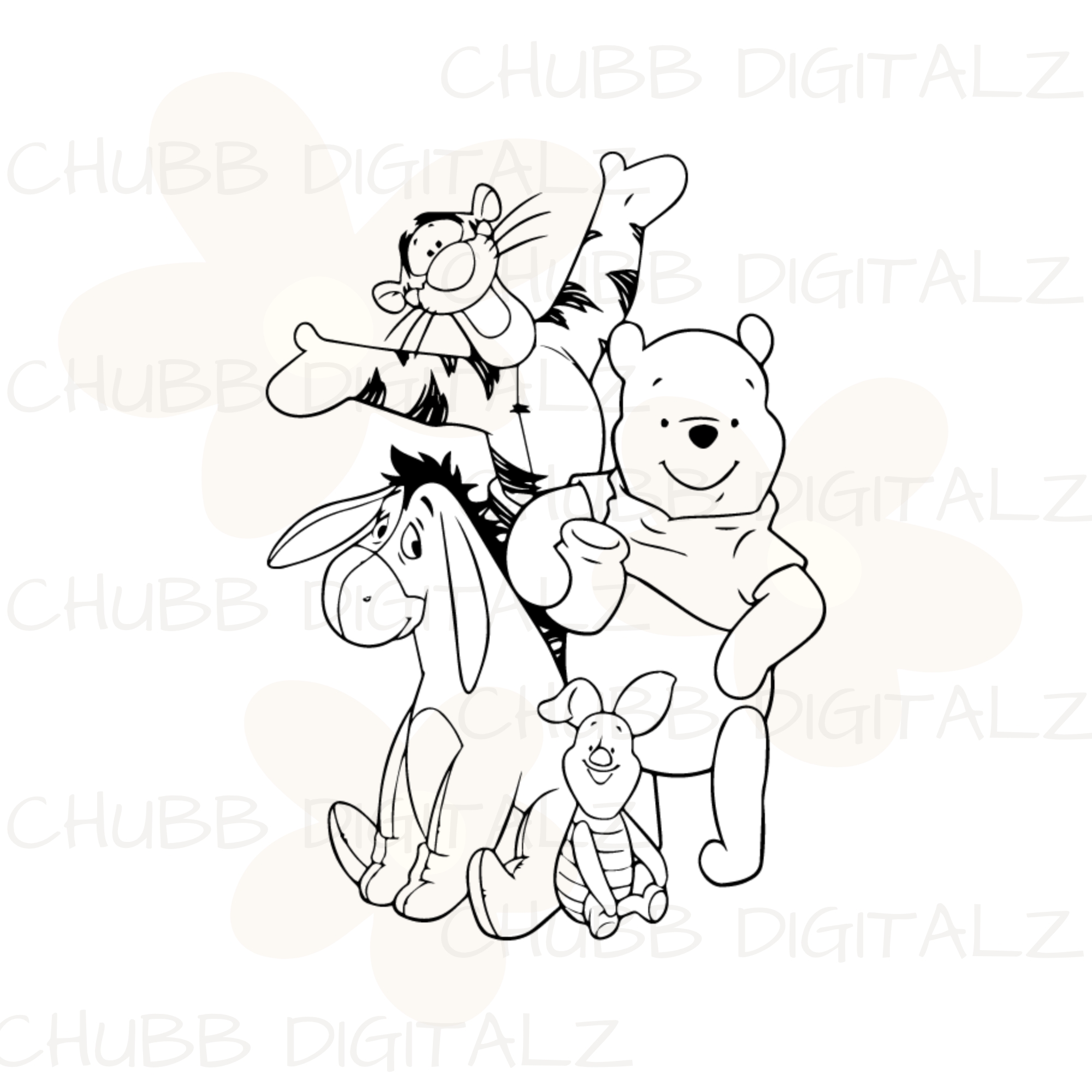 Winnie The Pooh and the Gang SVG PNG | Cartoon | Winnie The Pooh | Tigger | Piglet | Eeyore | Digital Download | Instant File