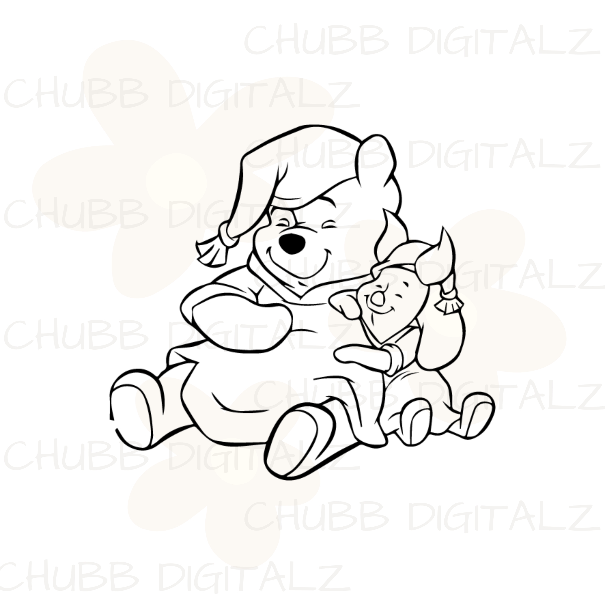 Winnie The Pooh and Piglet Sleepy SVG PNG | Cartoon | Winnie The Pooh | Piglet | Sleeping | Digital Download | Instant File