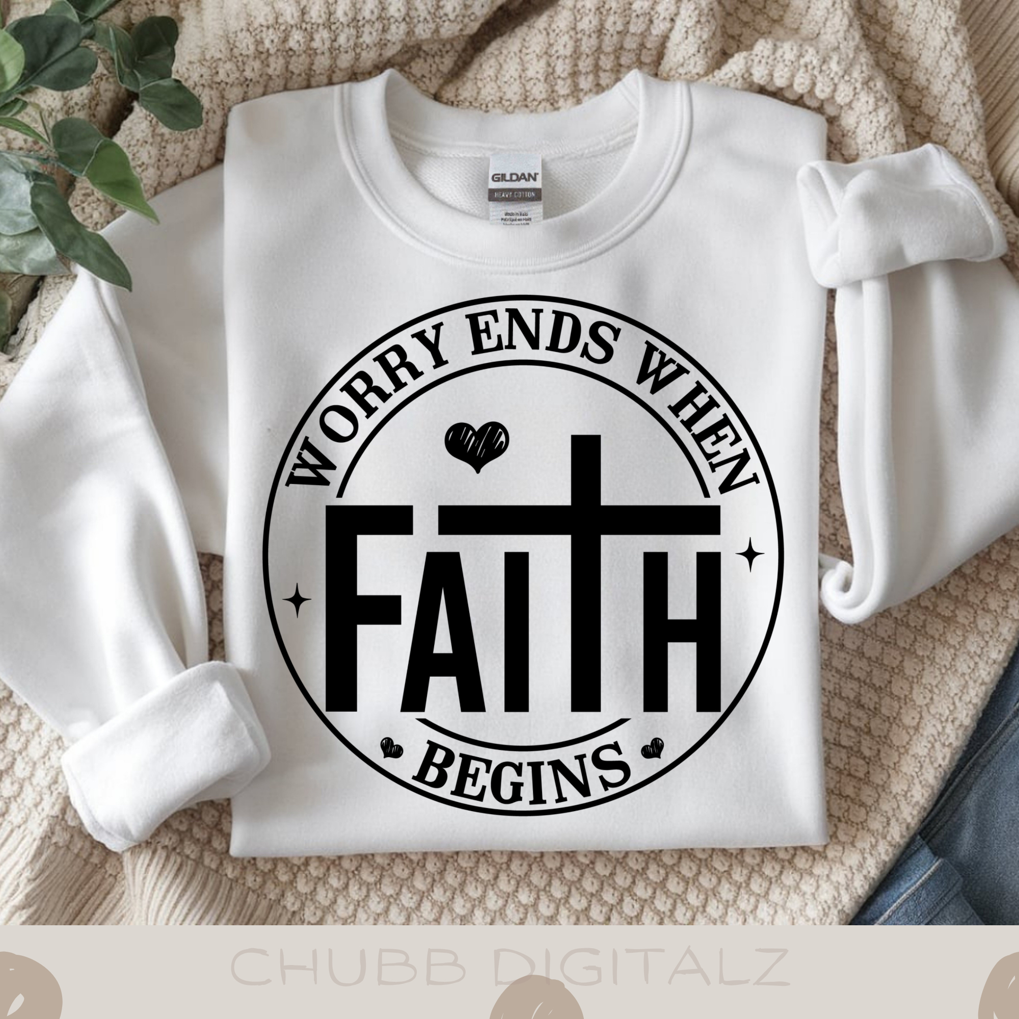 Worry Ends When Faith Begins SVG PNG | Religion | Religious | God | Digital Download | Instant File