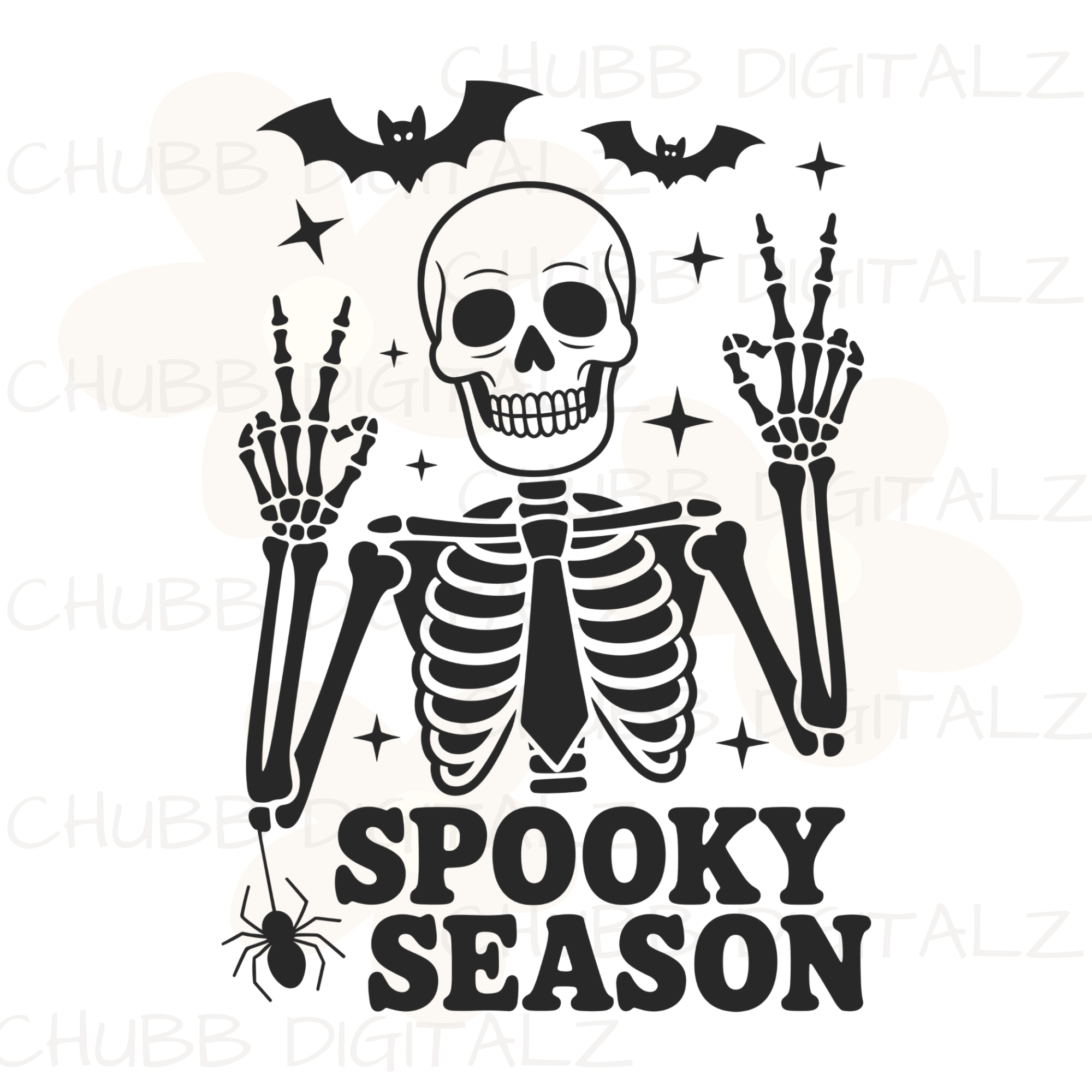 Spooky Season Skeleton SVG PNG | Halloween | Skeleton | Bats | Digital Download | Instant File
