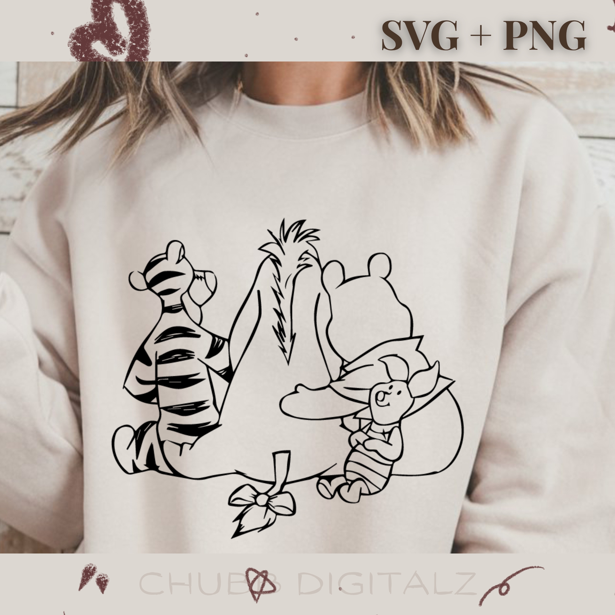 Winnie The Pooh and Gang SVG PNG | Cartoon | Winnie The Pooh | Eeyore | Tigger | Piglet | Digital Download | Instant File