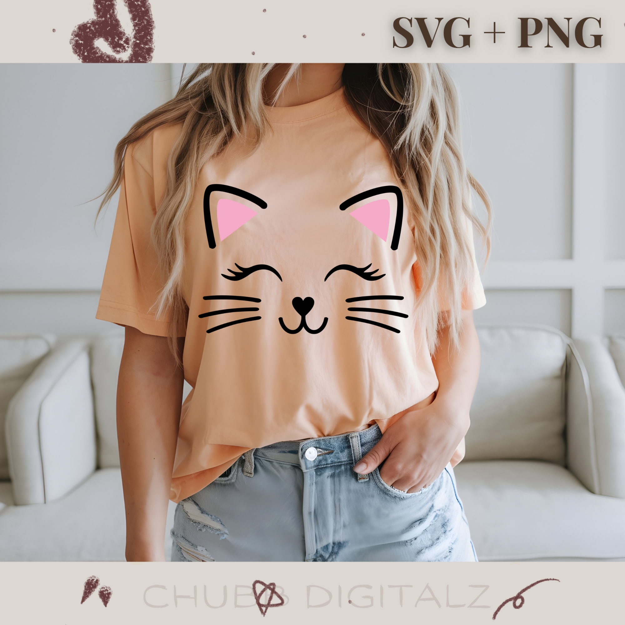 Kitty Cat Face SVG PNG | Cute | Digital Download | Instant File