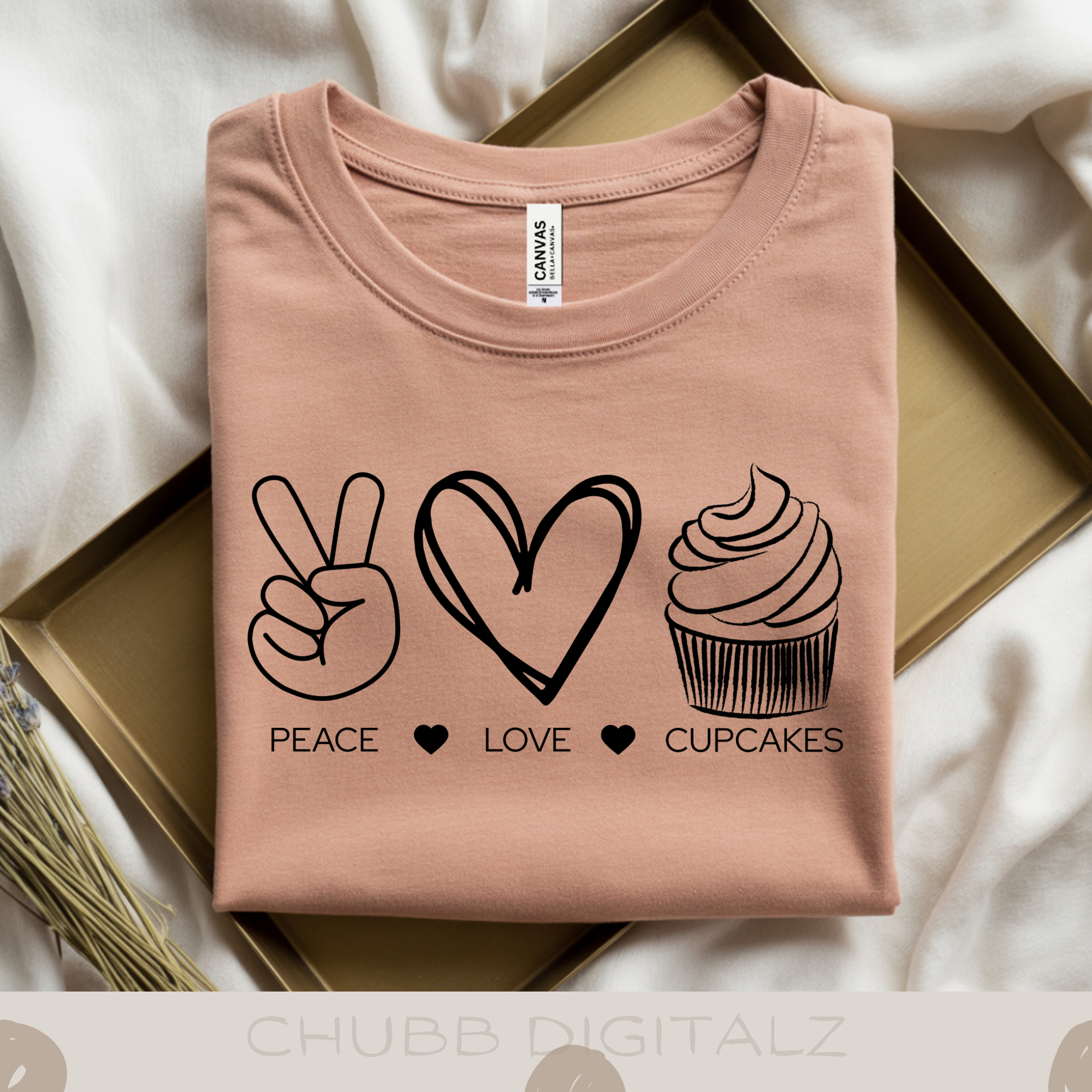 Peace Love Cupcakes SVG PNG | Peace | Love | Food | Junk Food | Snacks | Cupcakes | Baked Goods | Digital Download | Instant File