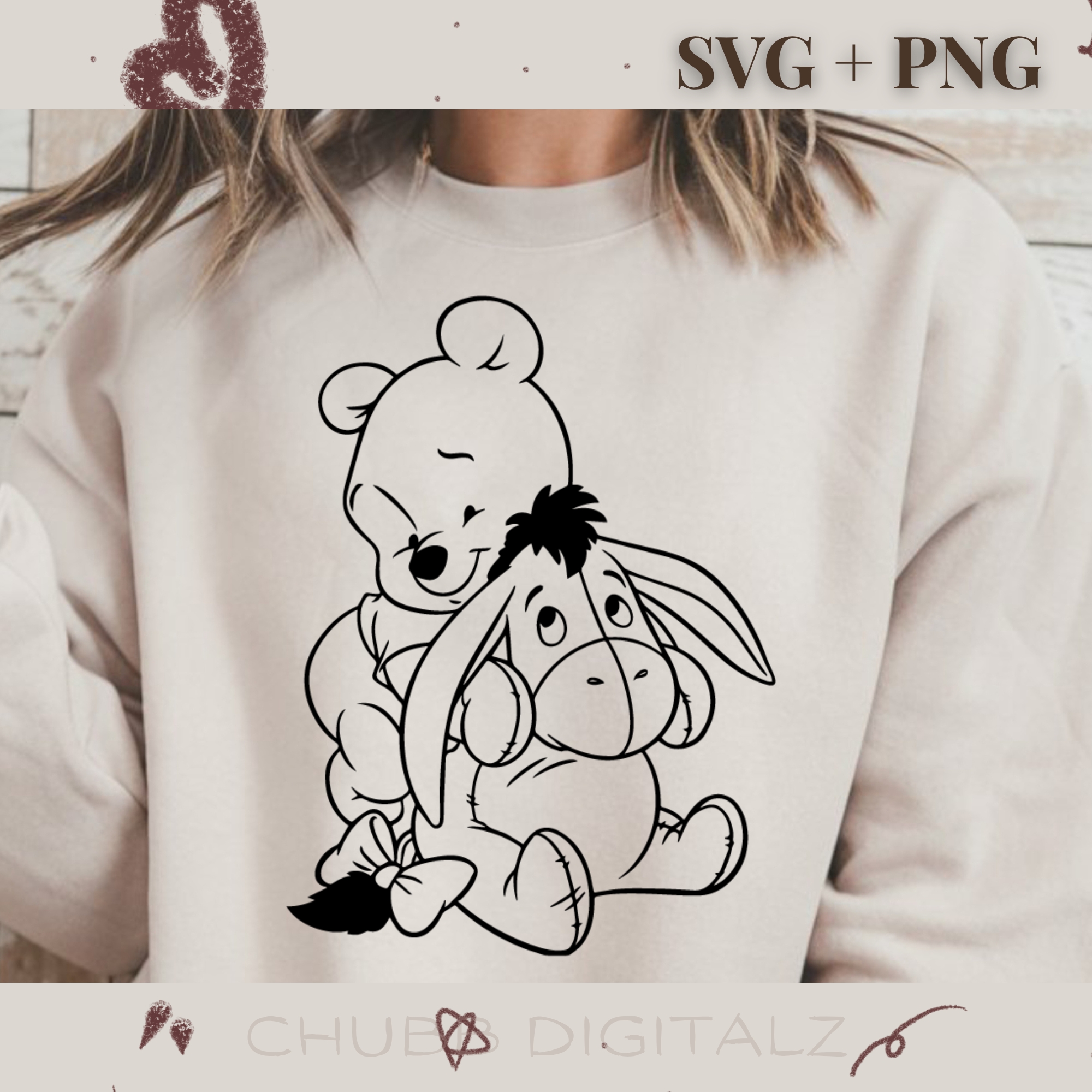 Winnie The Pooh and Eeyore SVG PNG | Cartoon | Winnie The Pooh | Eeyore | Digital Download | Instant File