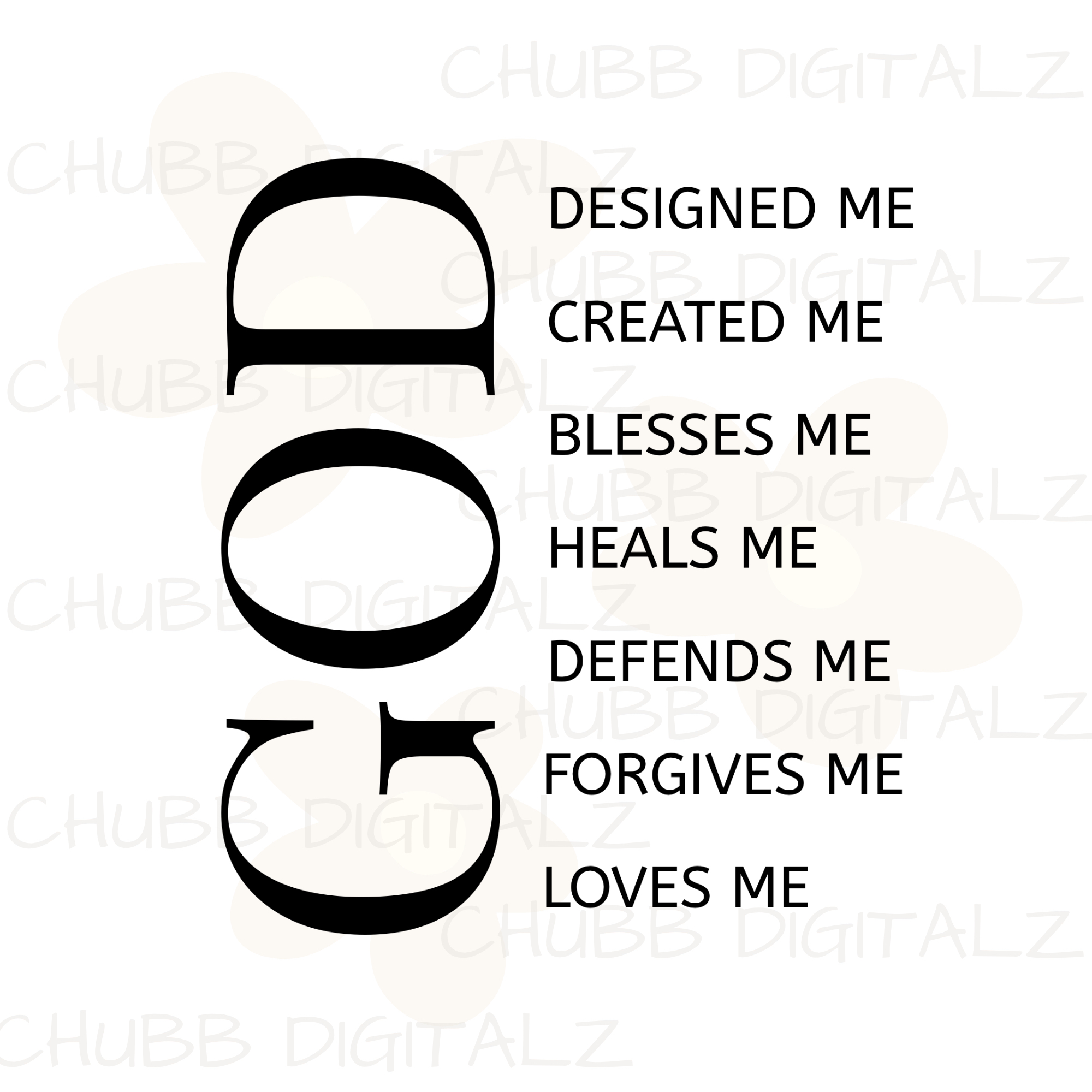 God : Designed Me Created Me Blesses Me Heals Me Defends Me Forgives Me Loves Me SVG PNG | Religion | Religious | God | Digital Download | Instant File