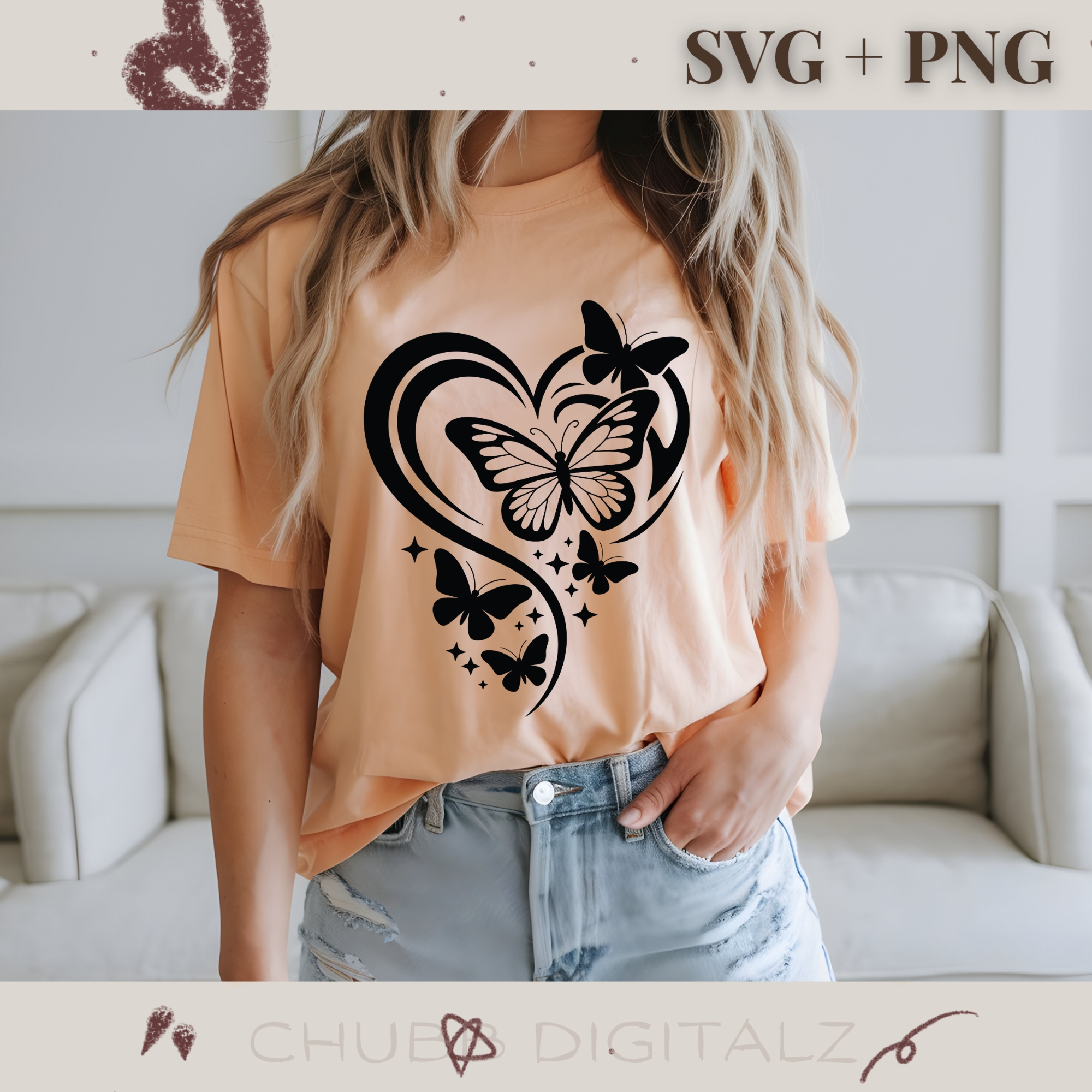 Butterflies and Heart SVG PNG | Cute | Butterfly | Heart | Digital Download | Instant File