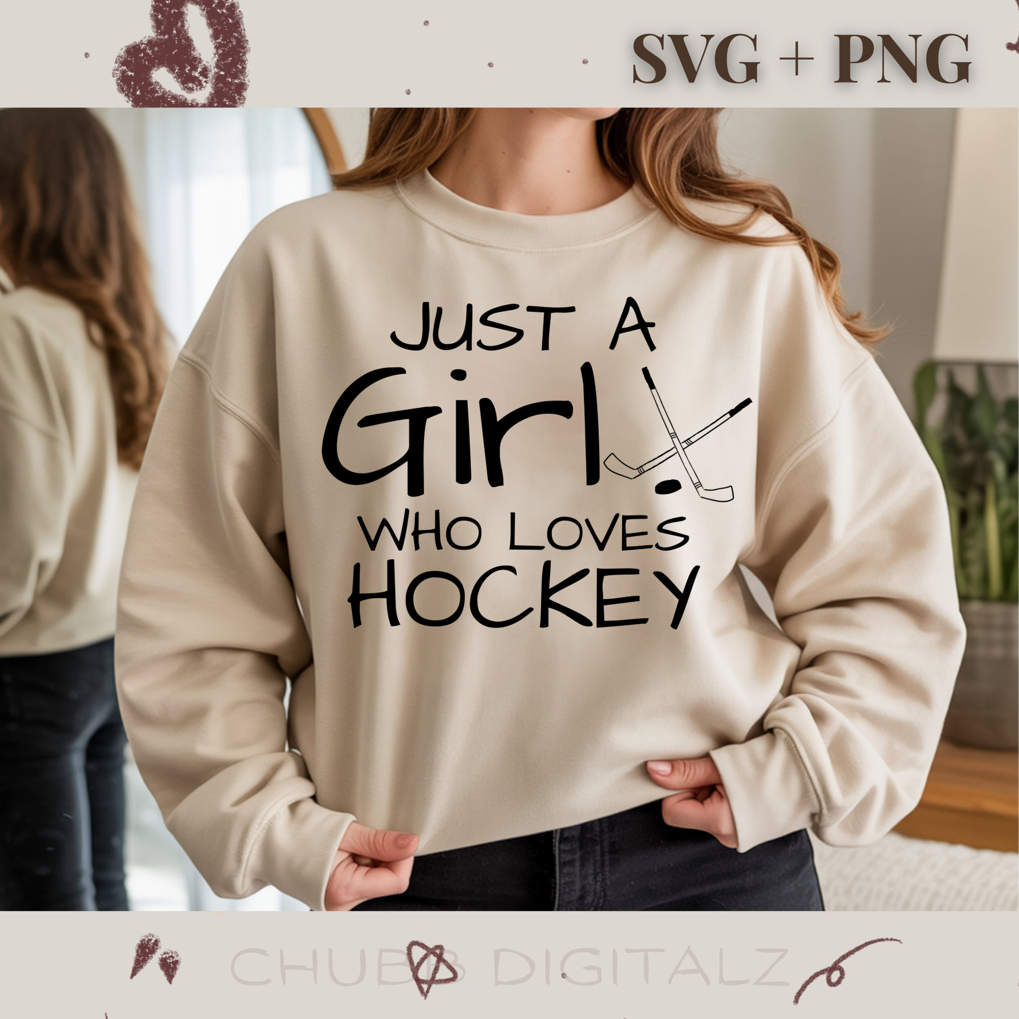 Just A Girl Who Loves Hockey SVG PNG | Sports | Hockey | Ice Hockey | Sports Fan Gift | Digital Download | Instant File