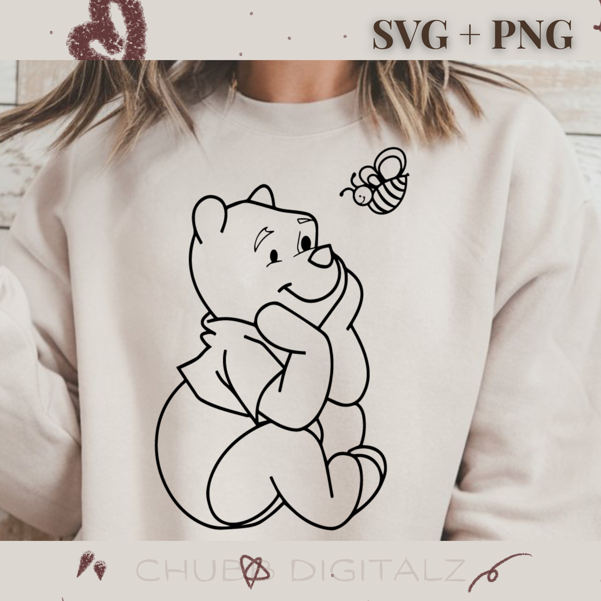 Winnie The Pooh and A Bee SVG PNG | Cartoon | Winnie The Pooh | Digital Download | Instant File