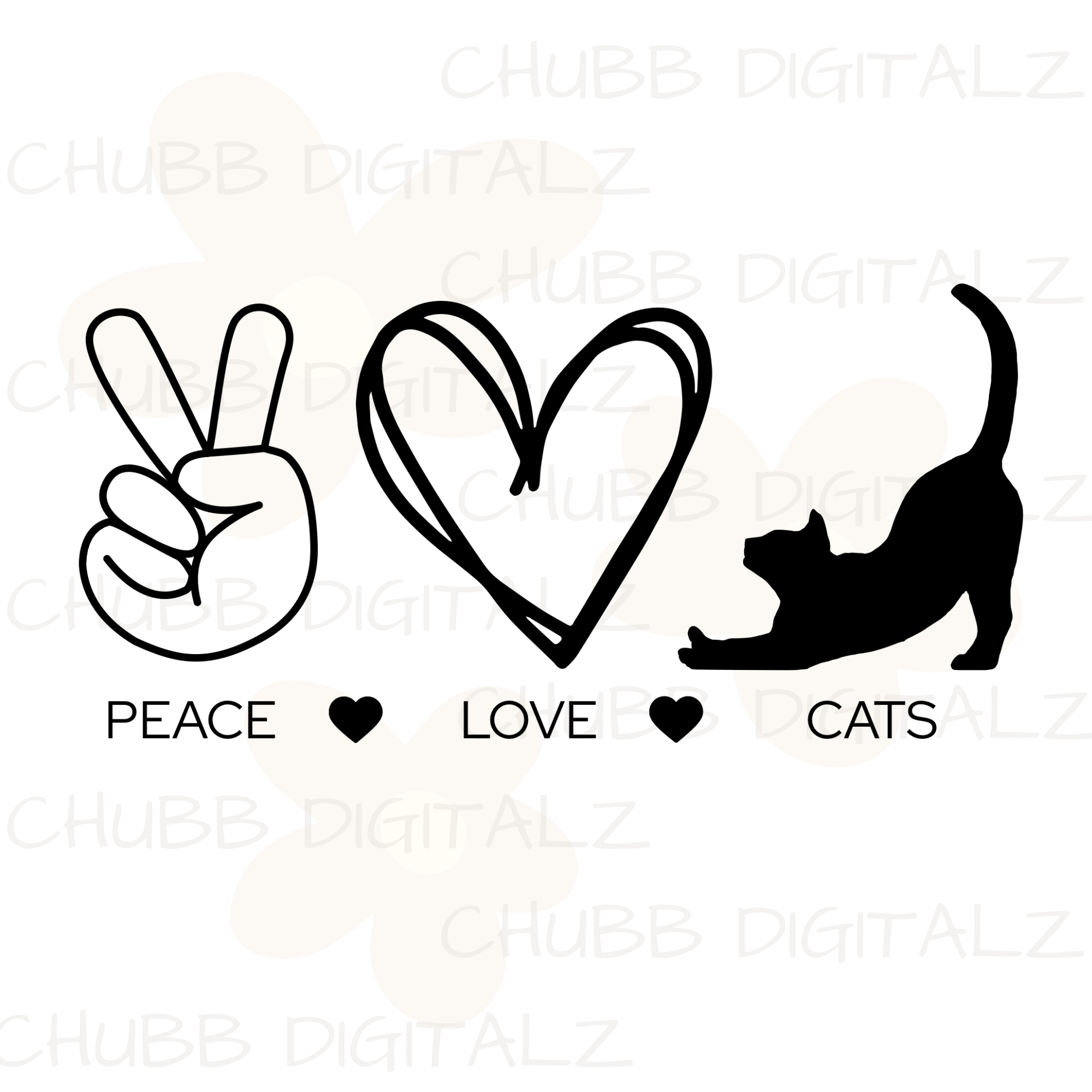 Peace Love Cats SVG PNG | Peace | Love | Cats | Digital Download | Instant File