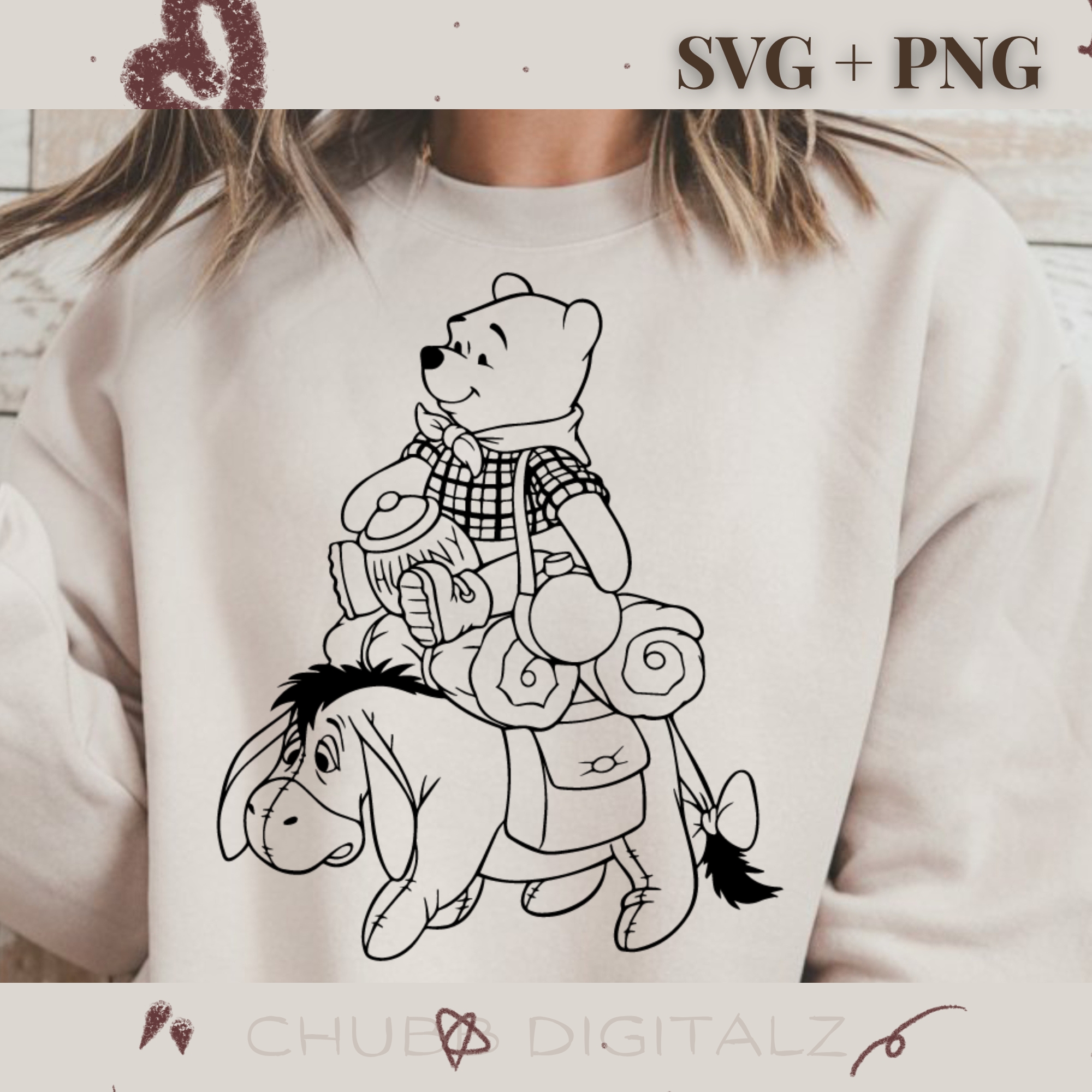Winnie The Pooh and Eeyore SVG PNG | Cartoon | Winnie The Pooh | Eeyore | Digital Download | Instant File