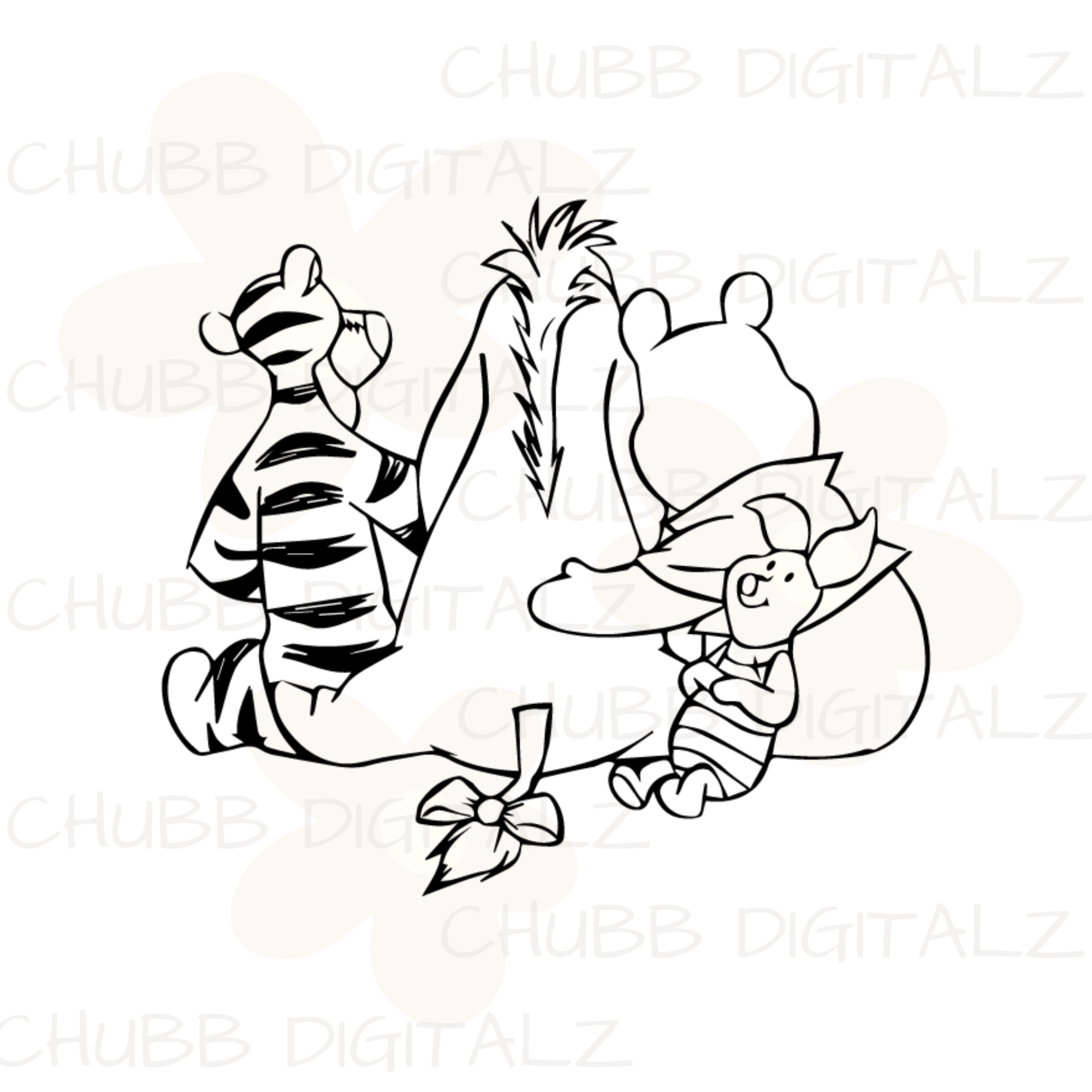 Winnie The Pooh and Gang SVG PNG | Cartoon | Winnie The Pooh | Eeyore | Tigger | Piglet | Digital Download | Instant File