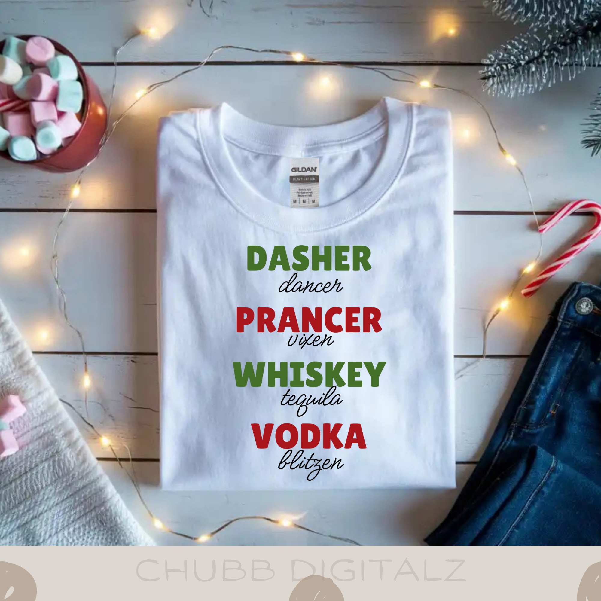 Dasher Dancer Prancer Vixen Whiskey Tequila Vodka Blitzen SVG PNG | Christmas | Xmas | Reindeers | Digital Download | Instant File