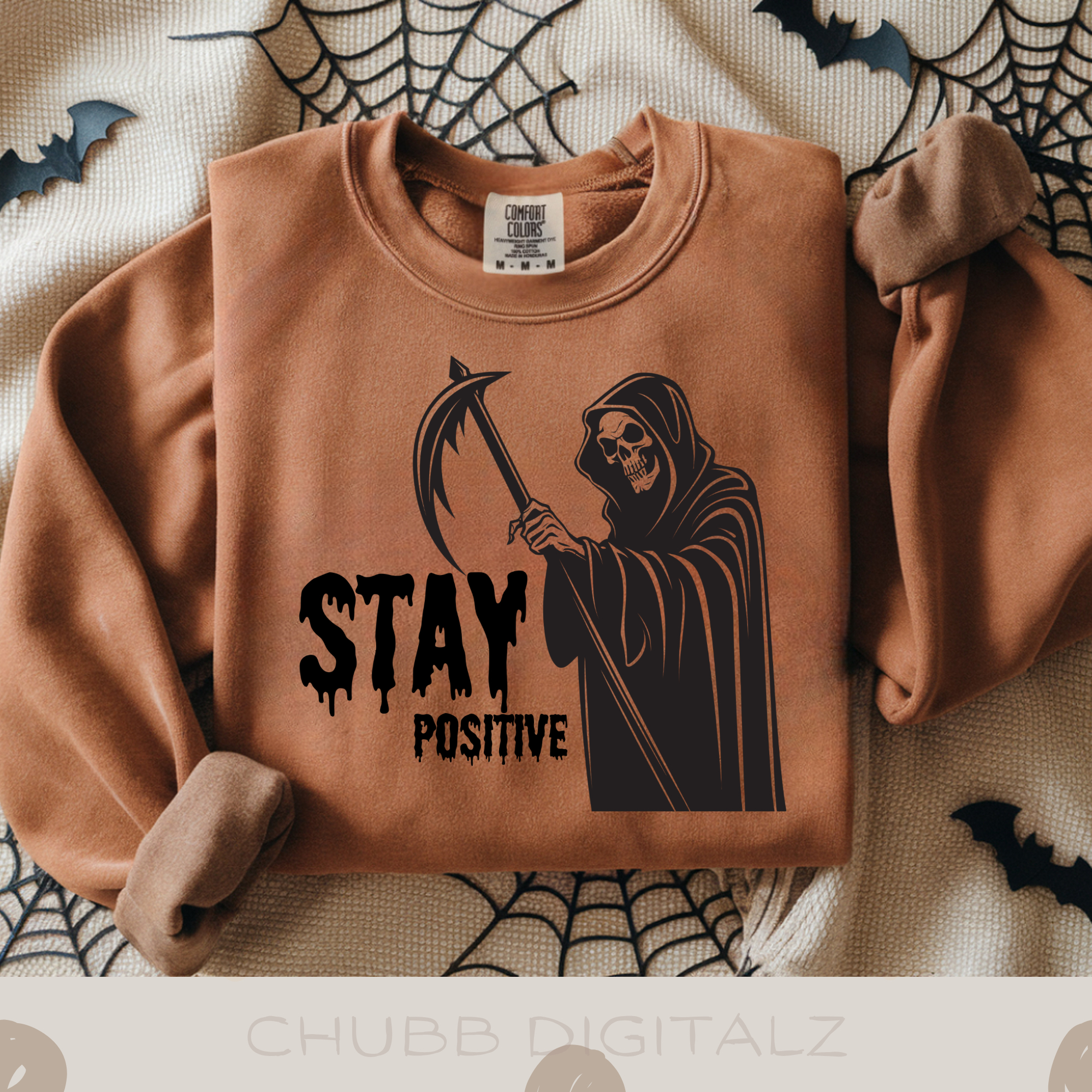 Stay Positive SVG PNG | Halloween | Grim Reaper | Digital Download | Instant File