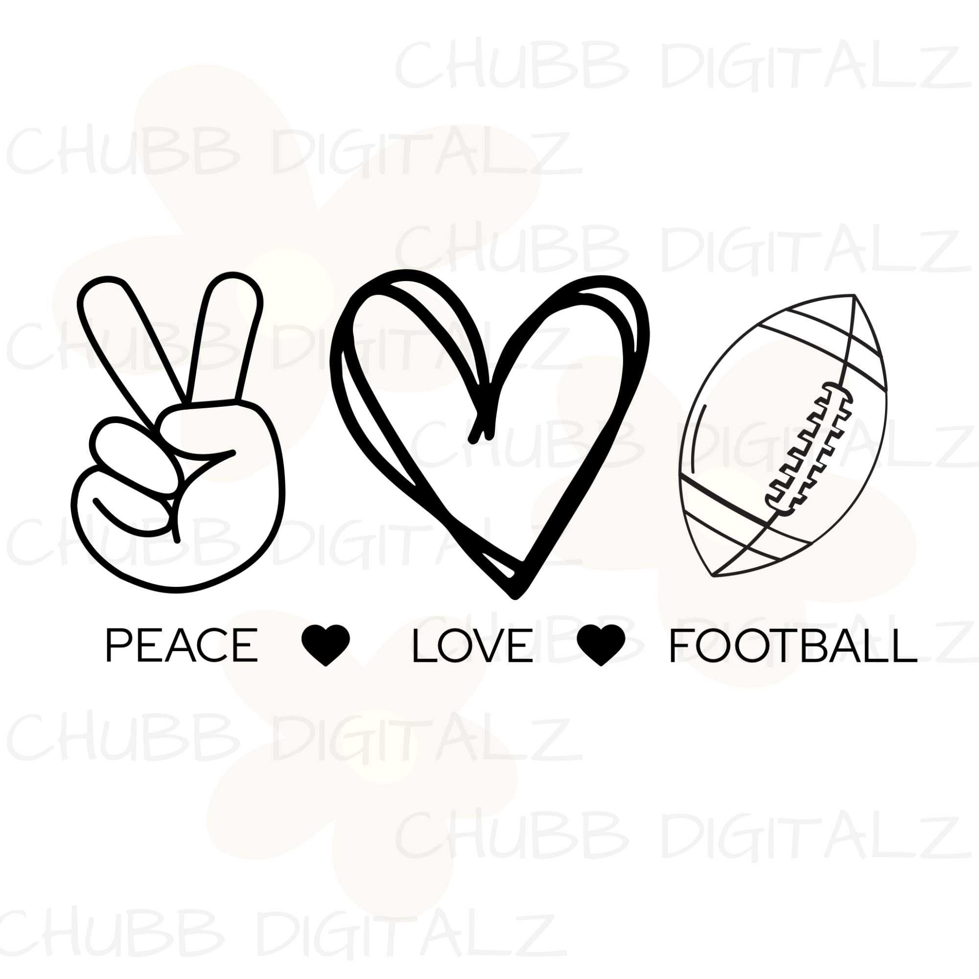 Peace Love Football SVG PNG | Peace | Love | Football | Digital Download | Instant File