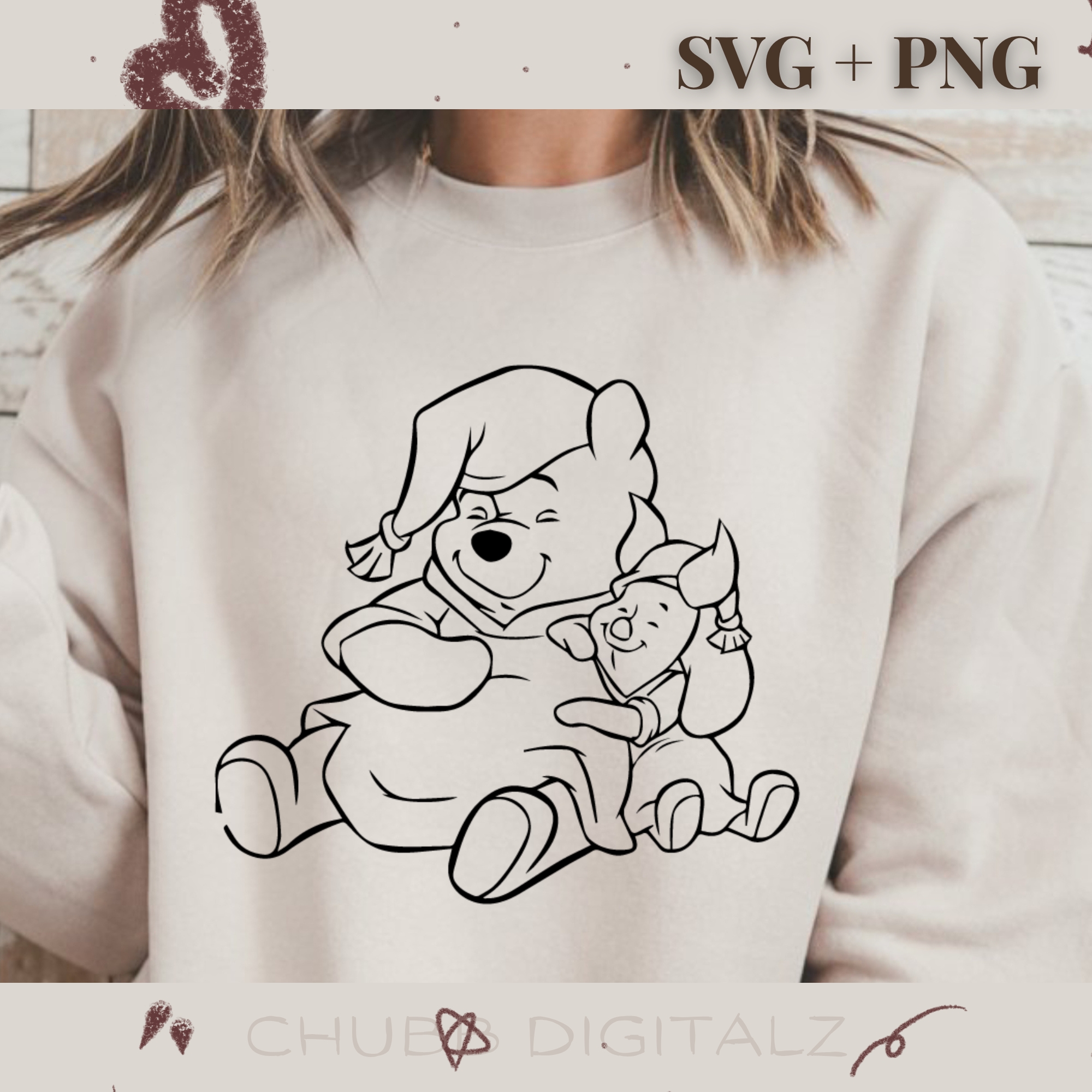 Winnie The Pooh and Piglet Sleepy SVG PNG | Cartoon | Winnie The Pooh | Piglet | Sleeping | Digital Download | Instant File
