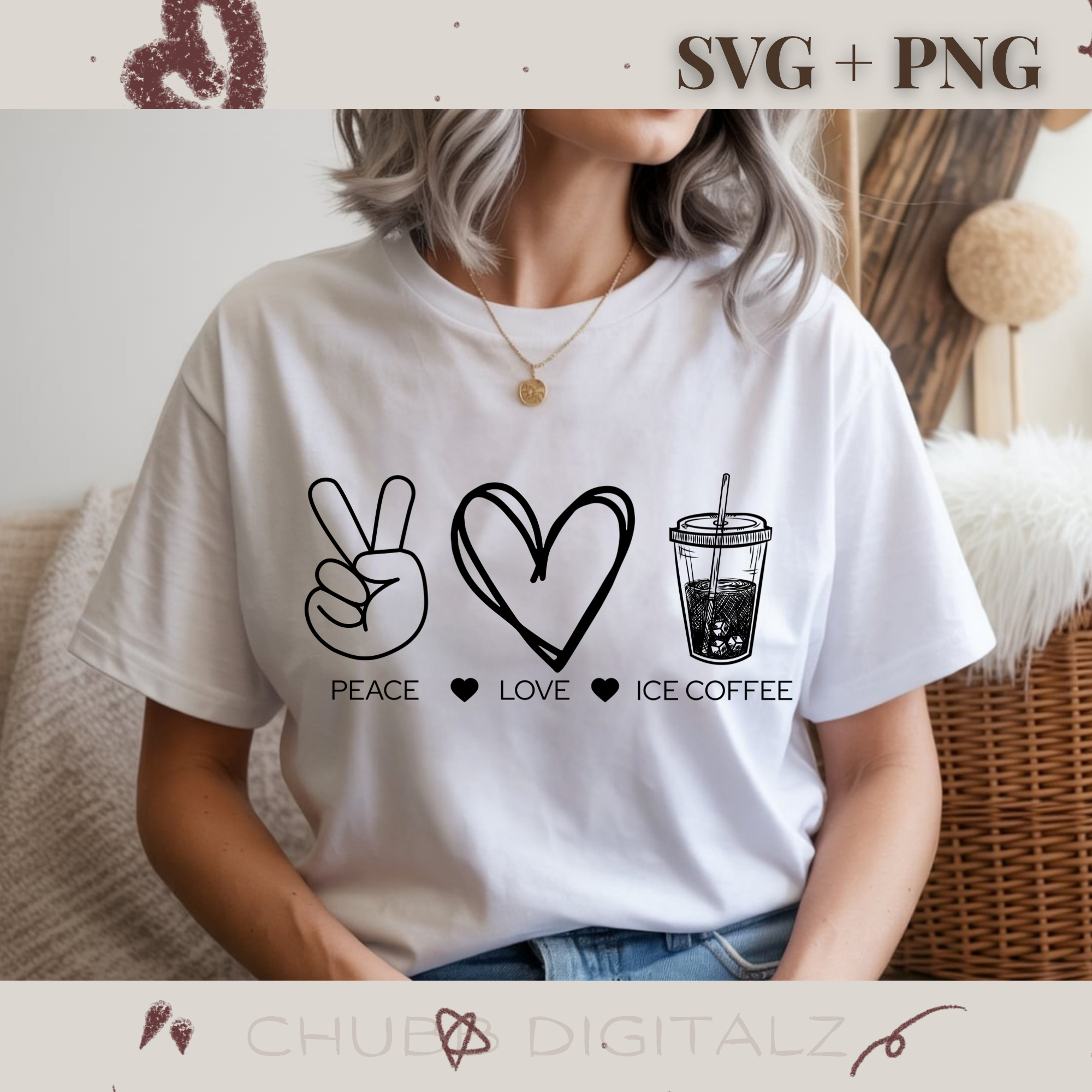 Peace Love Ice Coffee SVG PNG | Peace | Love | Coffee | Drinks | Iced Coffee | Digital Download | Instant File