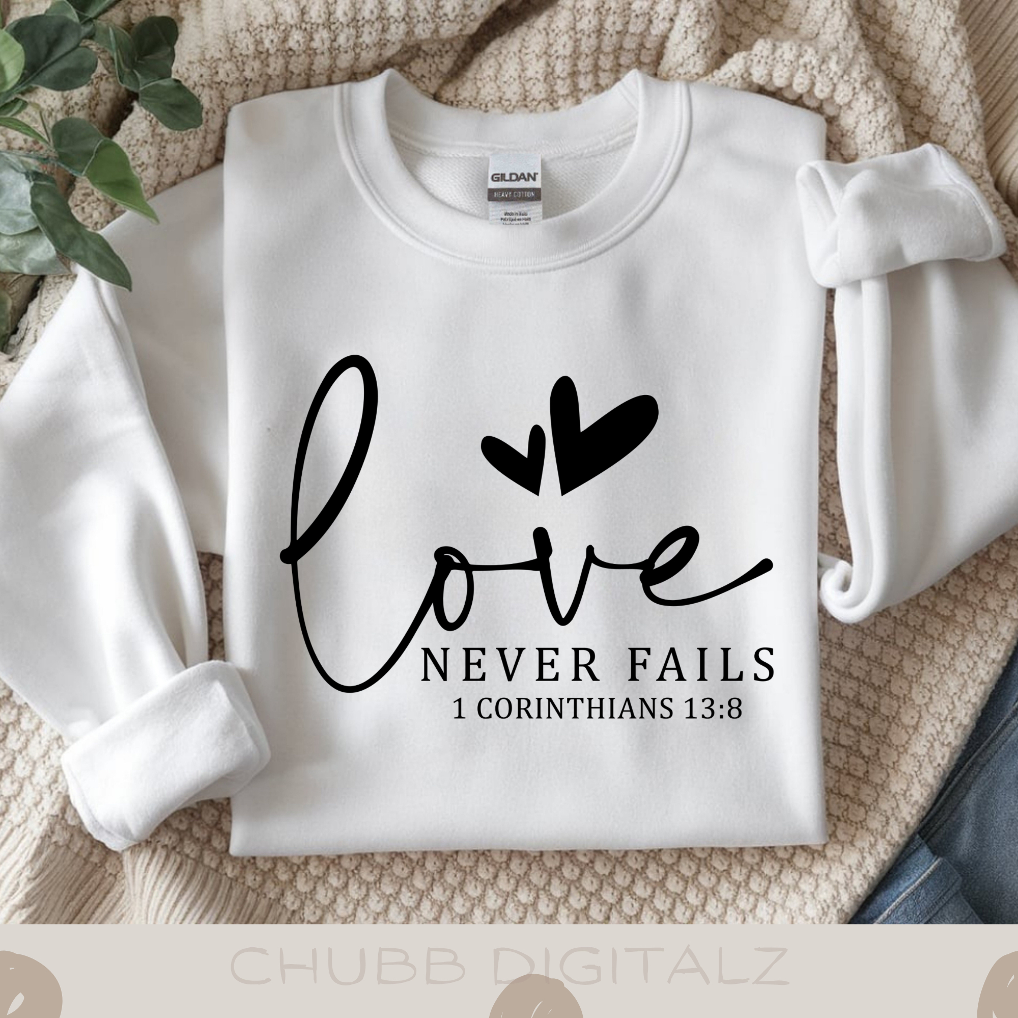 Love Never Fails - 1 Corinthians 13:8 SVG PNG | Religion | Religious | God | Bible Verse | Digital Download | Instant File