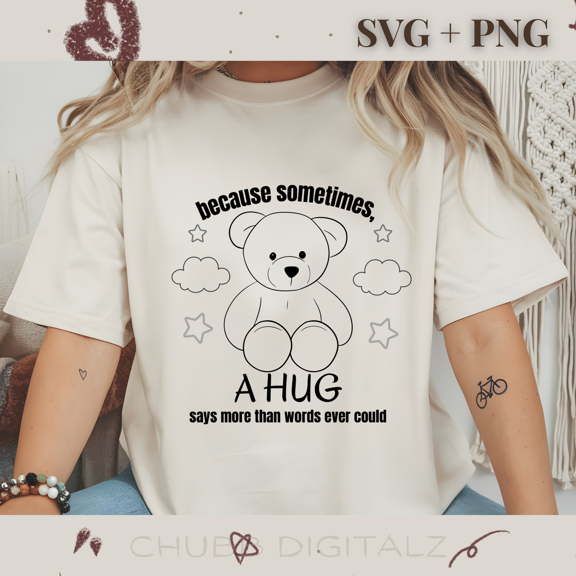 because sometimes A HUG says more than words ever could SVG PNG | Cute | Emotional Support | Mental Health | Digital Download | Instant File