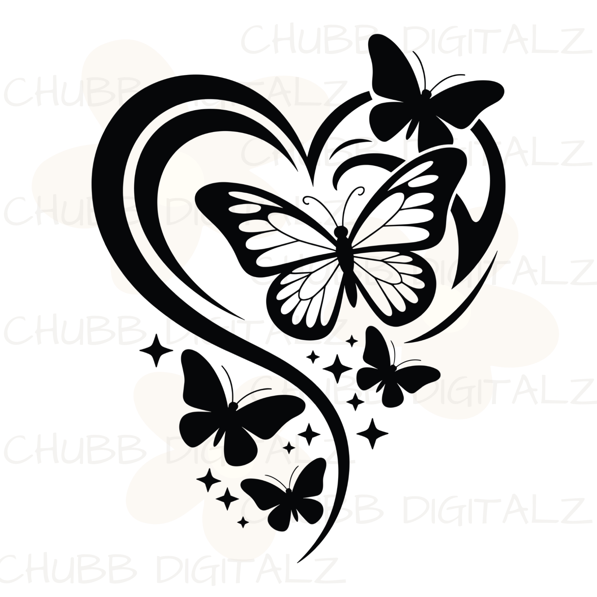 Butterflies and Heart SVG PNG | Cute | Butterfly | Heart | Digital Download | Instant File