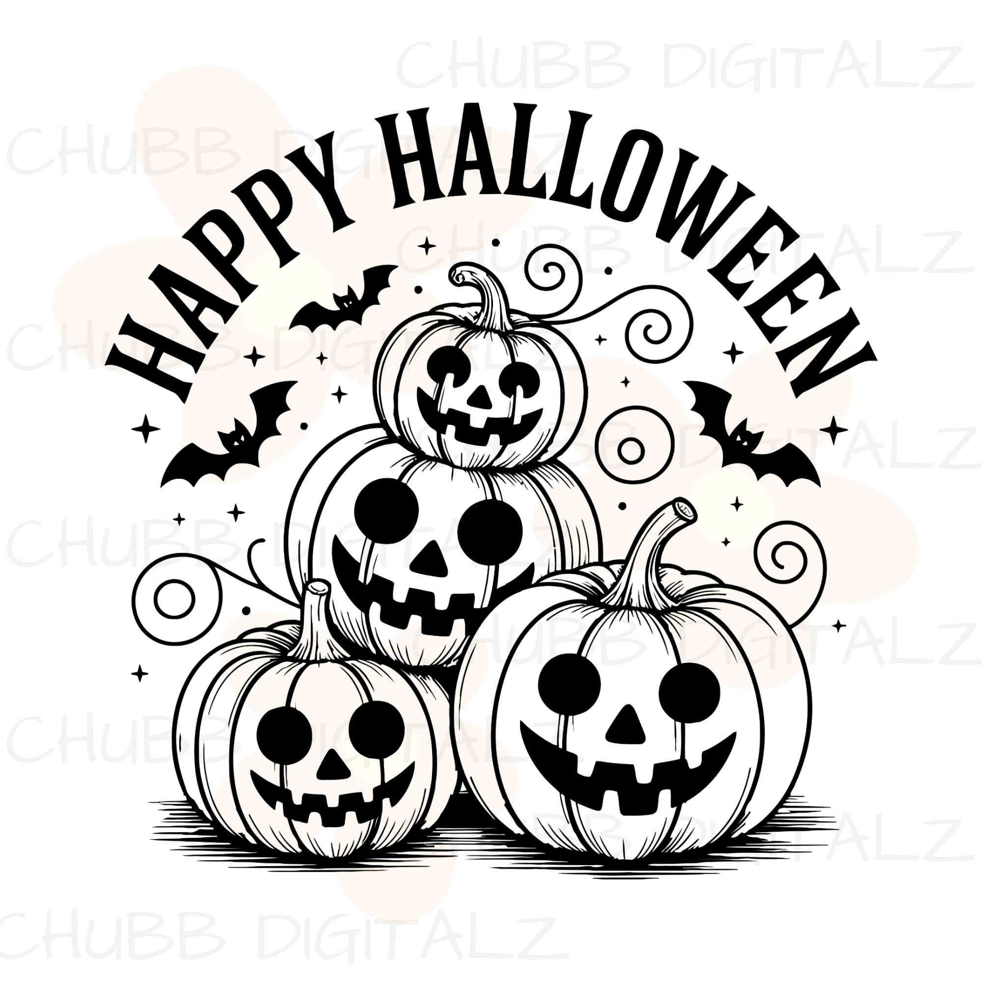 Happy Halloween SVG PNG | Halloween | Pumpkins | Bats | Digital Download | Instant File