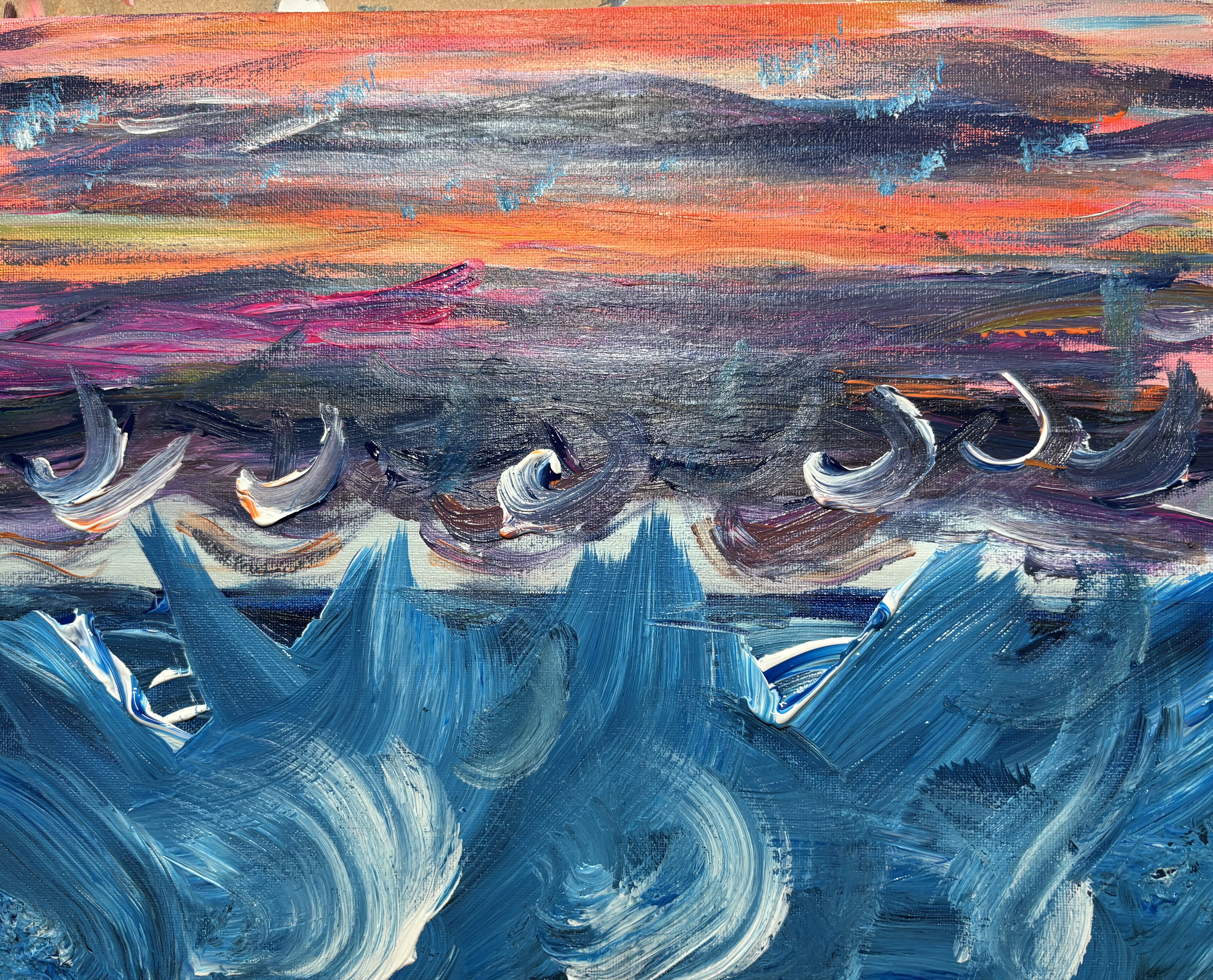 Abstract Ocean Sunset Painting