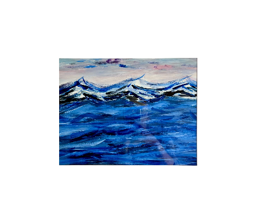 Framed Ocean Waves Painting