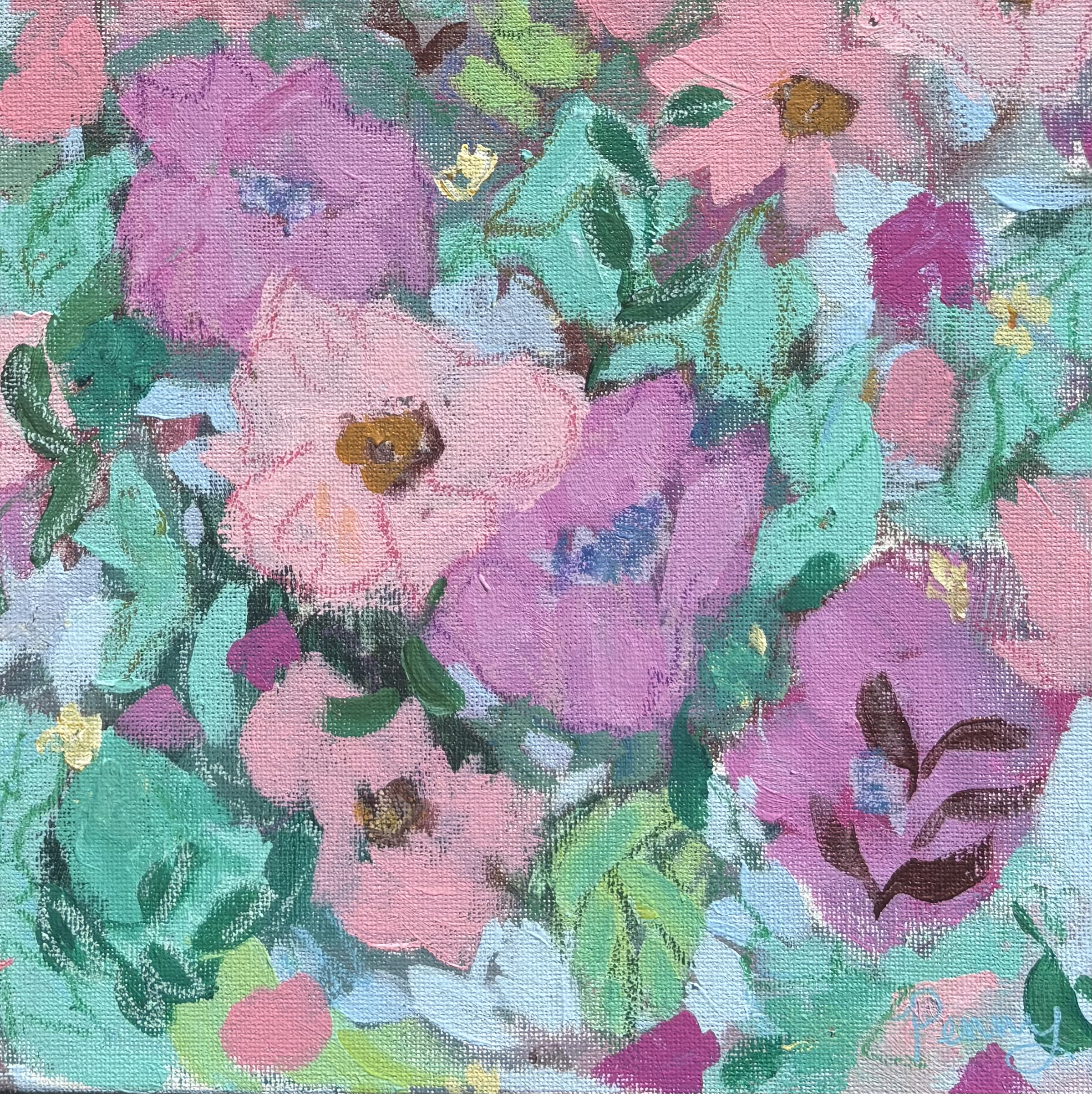 Abstract Dusty Pink Flowers 