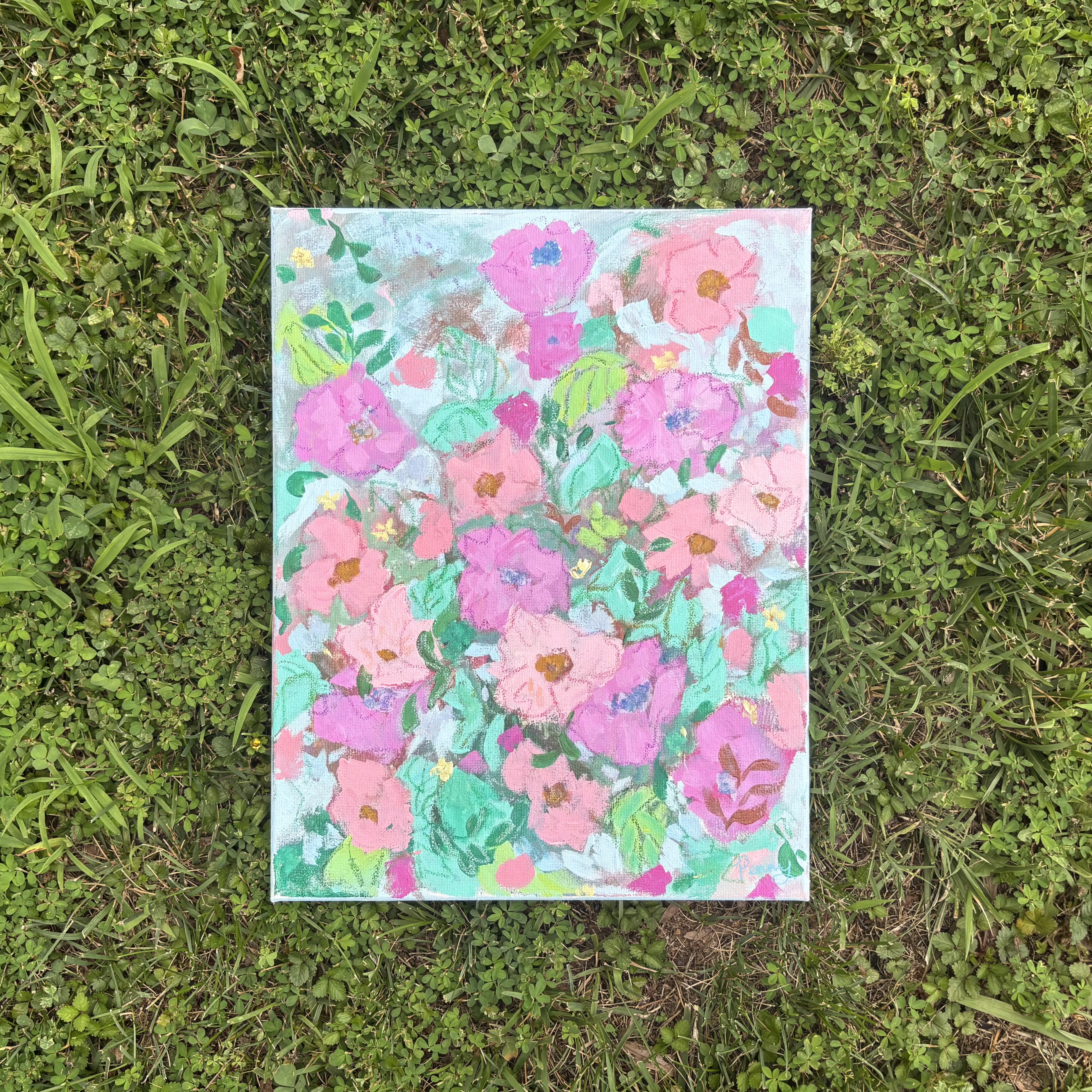 Abstract Dusty Pink Flowers 