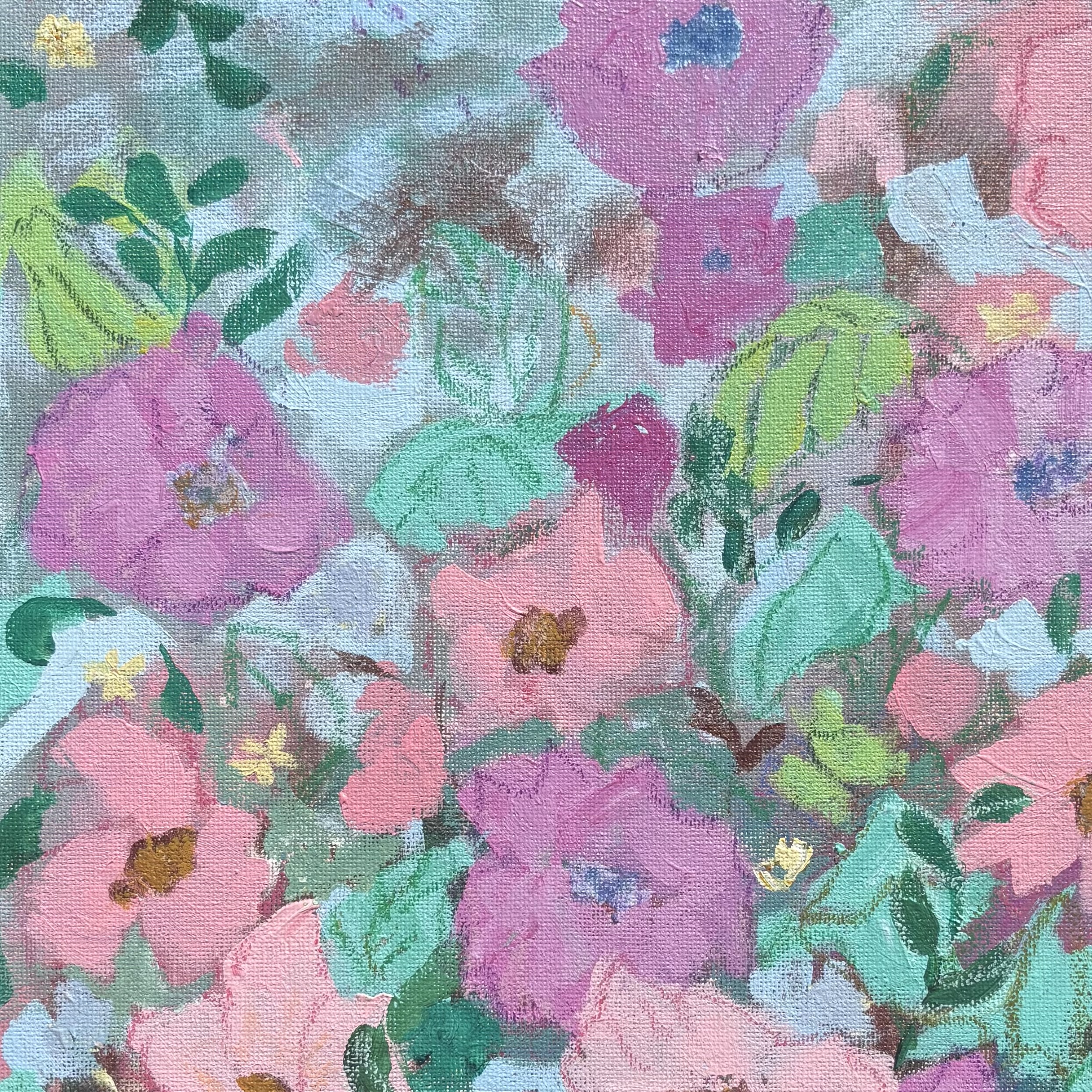 Abstract Dusty Pink Flowers 