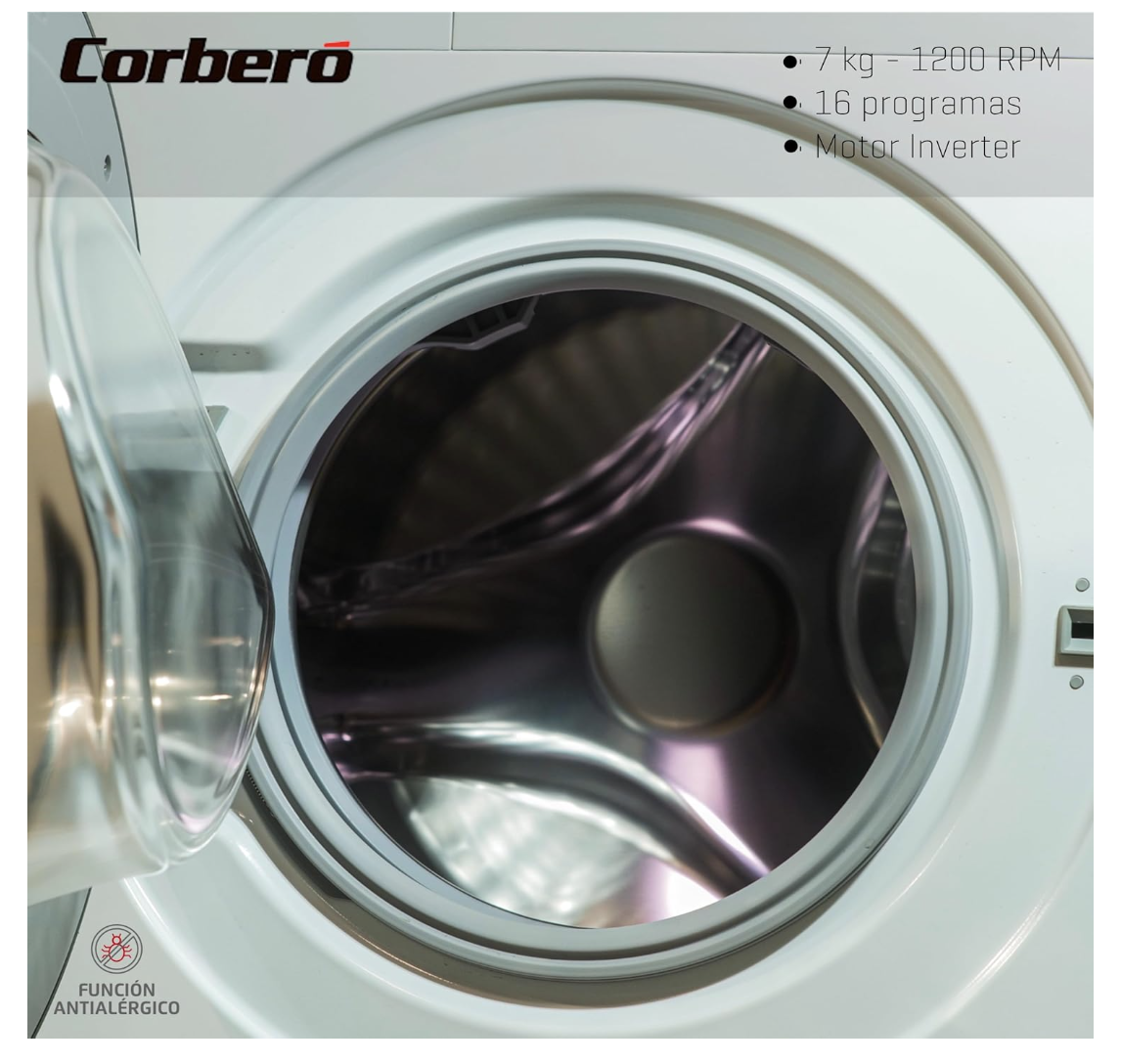 Lavadora Corbero Gama Plus CLT712VIN 7Kg 1200RPM Motor Inverter Clase C