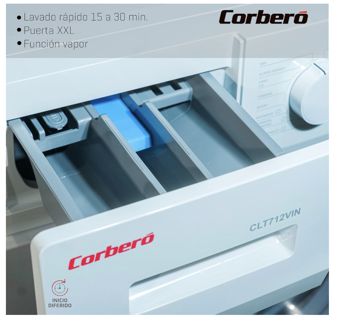 Lavadora Corbero Gama Plus CLT712VIN 7Kg 1200RPM Motor Inverter Clase C