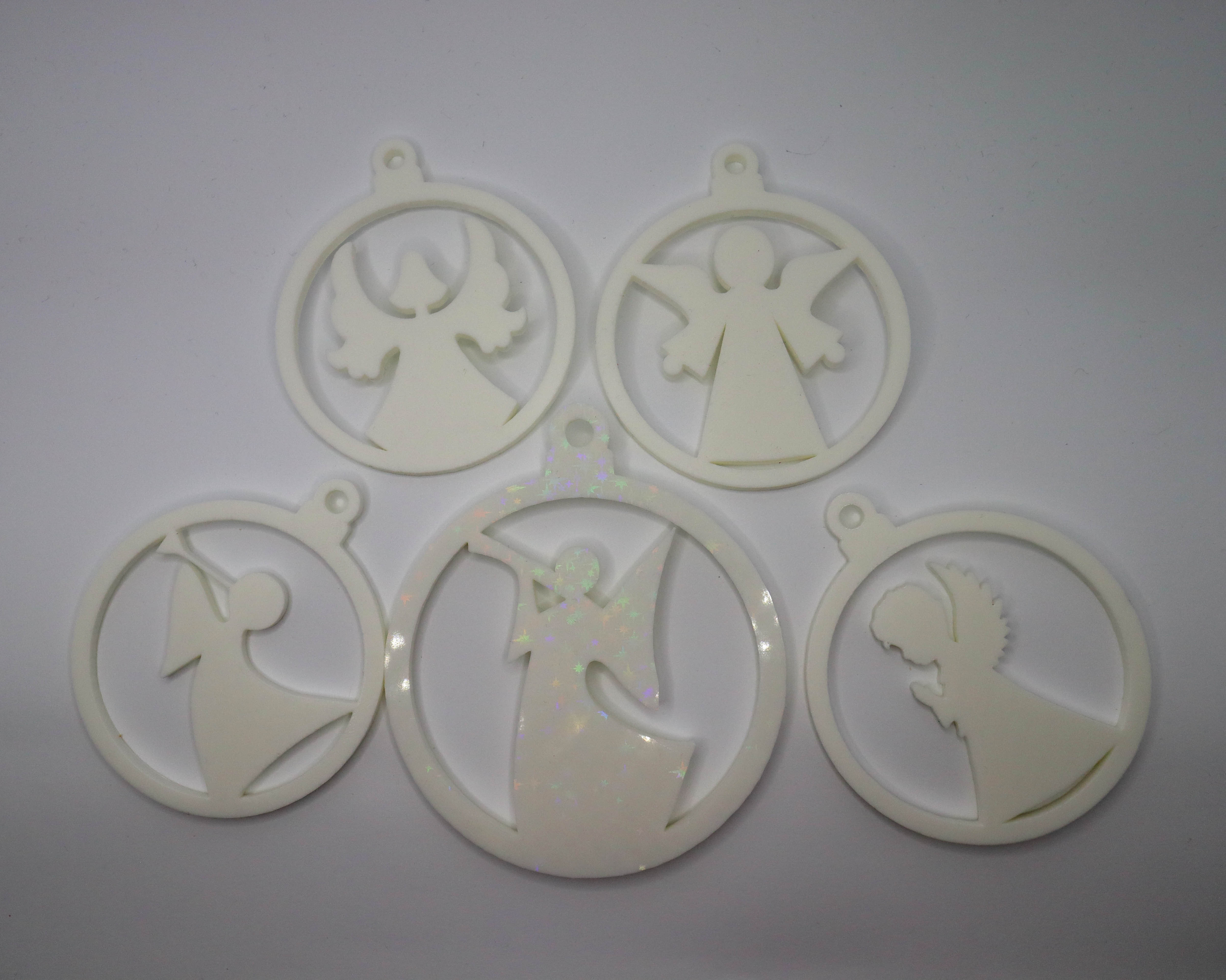 Kuglica - Set bijelih božićnih kuglica s motivom anđela