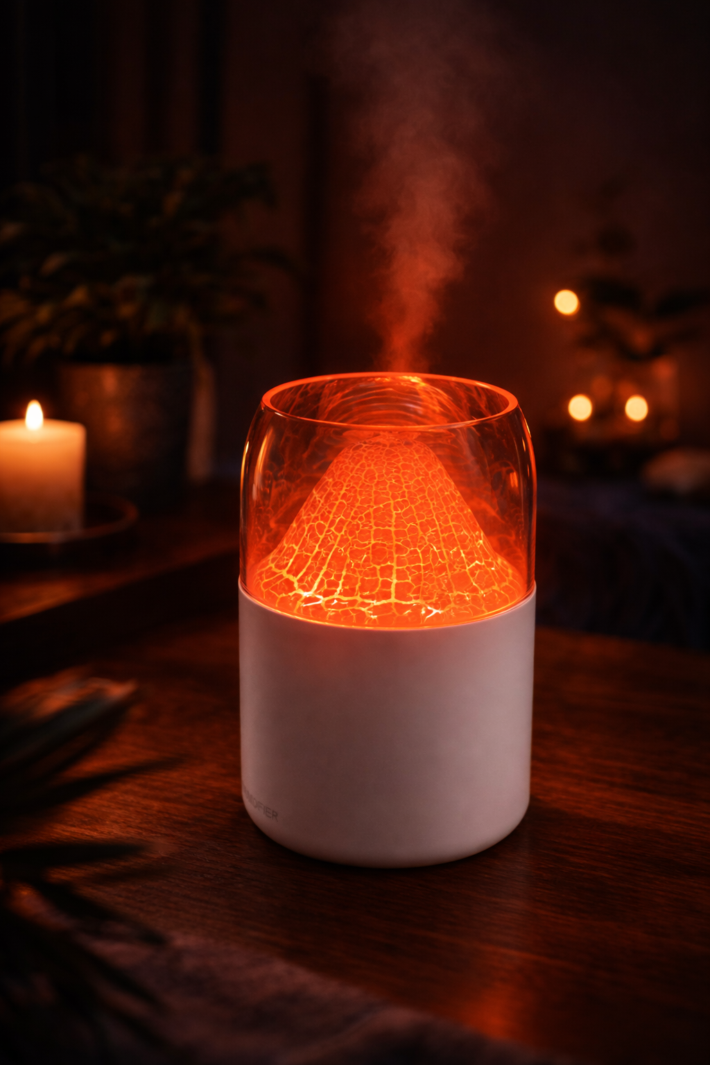 H2O Volcano Flame Humidifier with Ambient Light