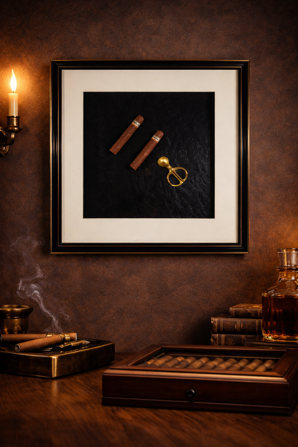 Luxury Cigar 3D Display Frame – Double Cigar & Cutter Edition