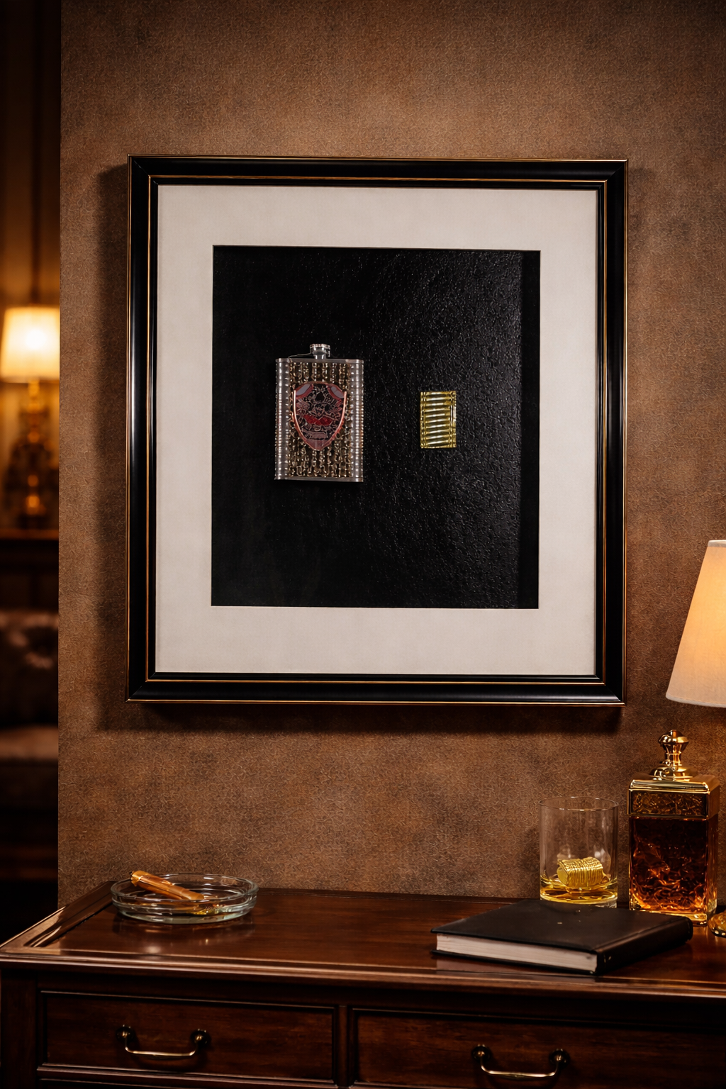 Whisky Flask & Lighter Display Frame