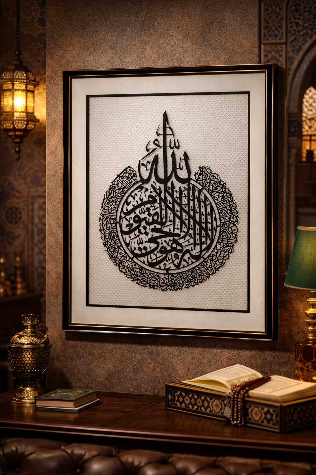 Allahu La ilaha illa Huwal Hayyul Qayyum (Ayatul Kursi) Calligraphy Frame
