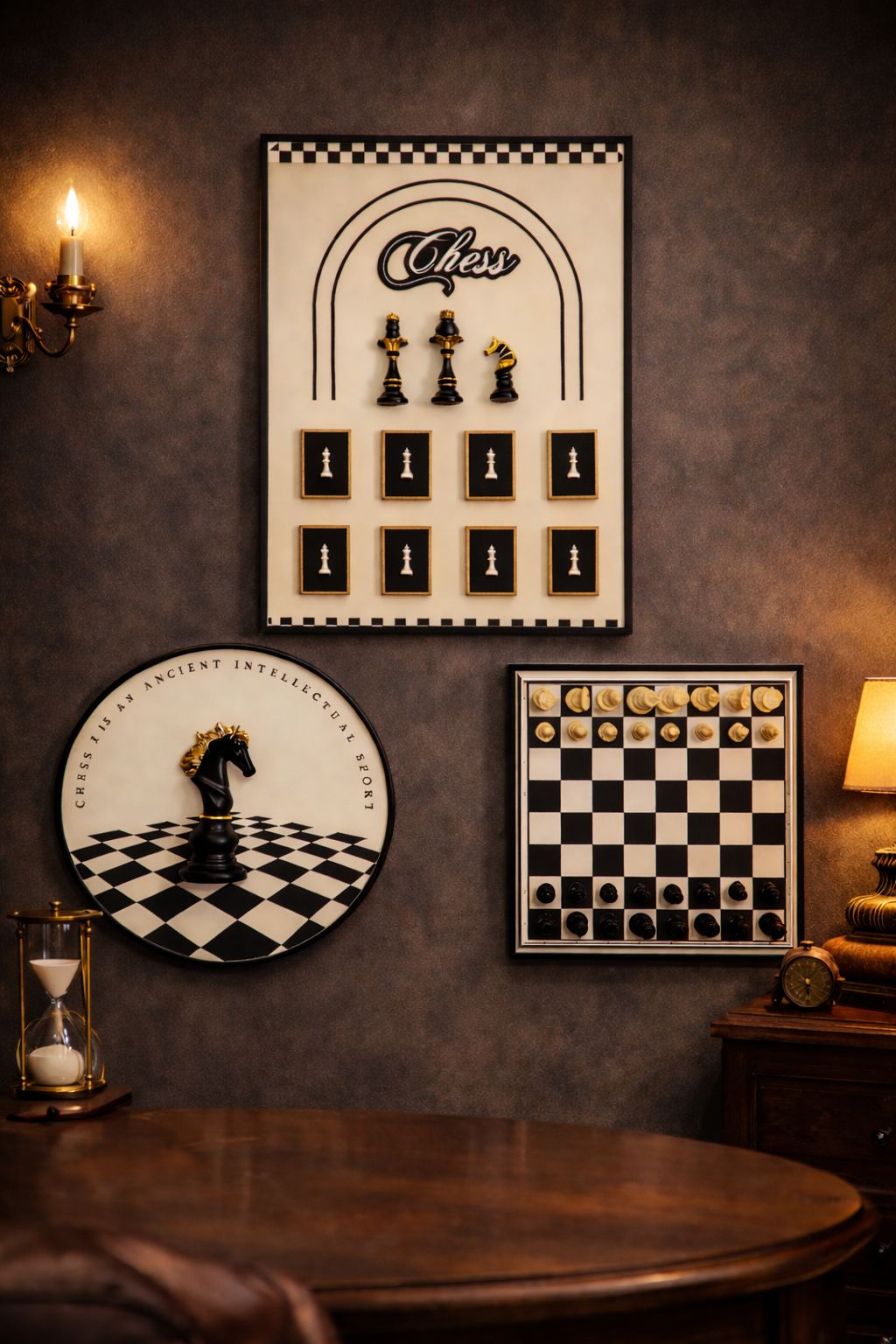 Luxury Chess 3-Piece Wall Art Set – 3D Chess Collection
