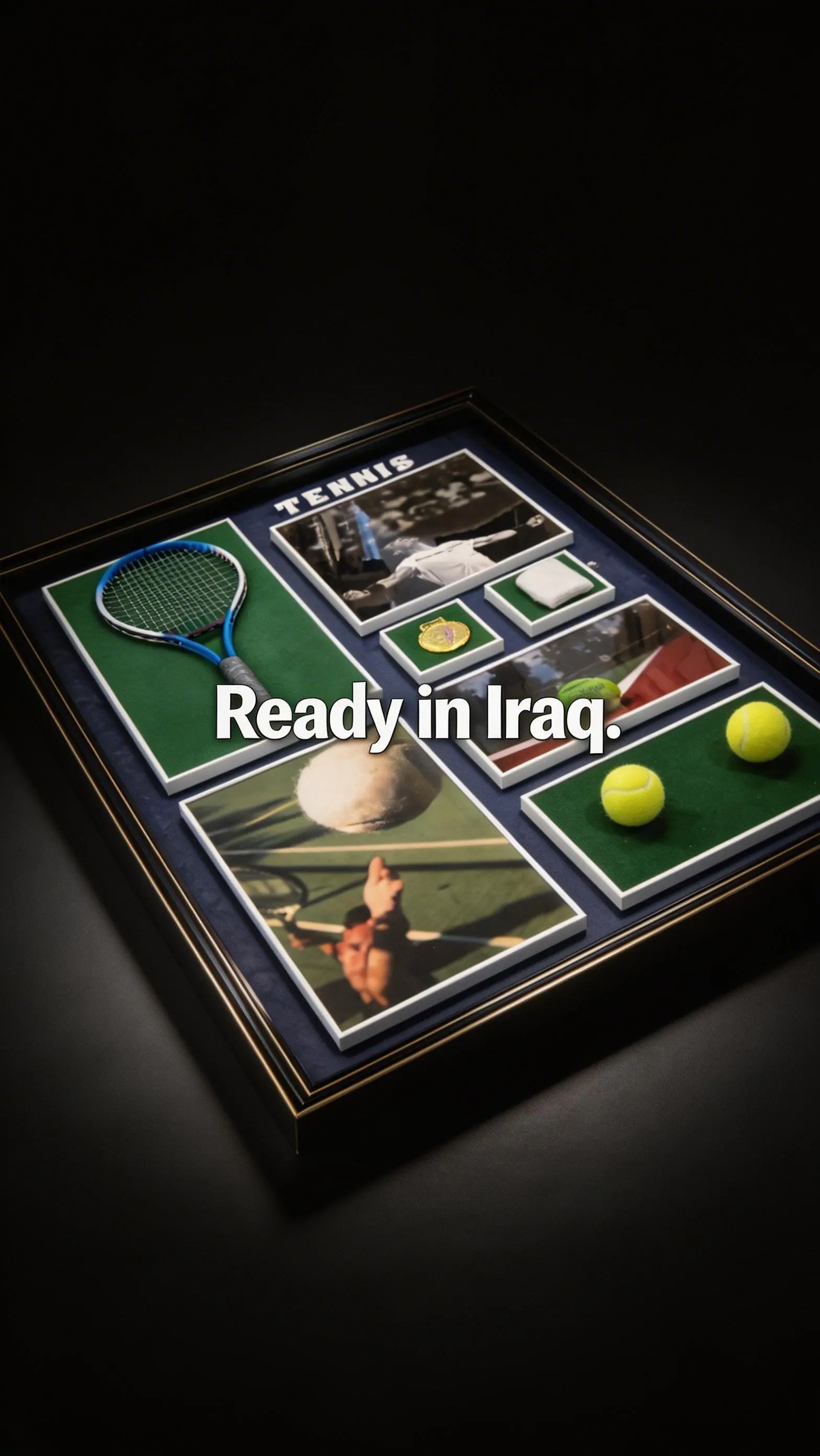 Tennis Championship 3D Display Frame – Racket & Match Elements