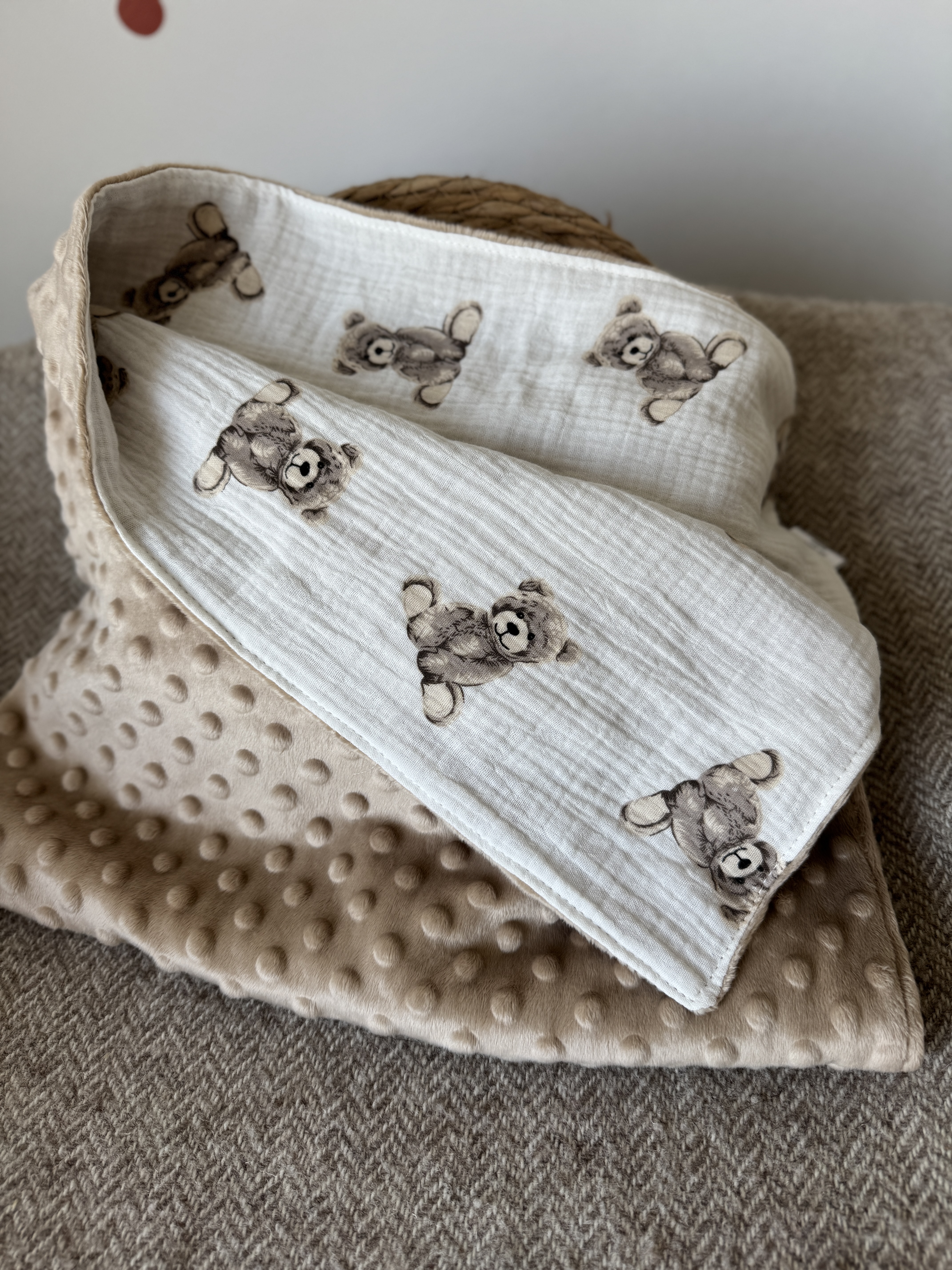 Minky + muslino pledukas | Meškiukai