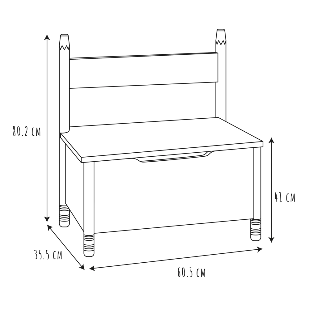 Žaislų dėžė - suoliukas "Pieštukai"
