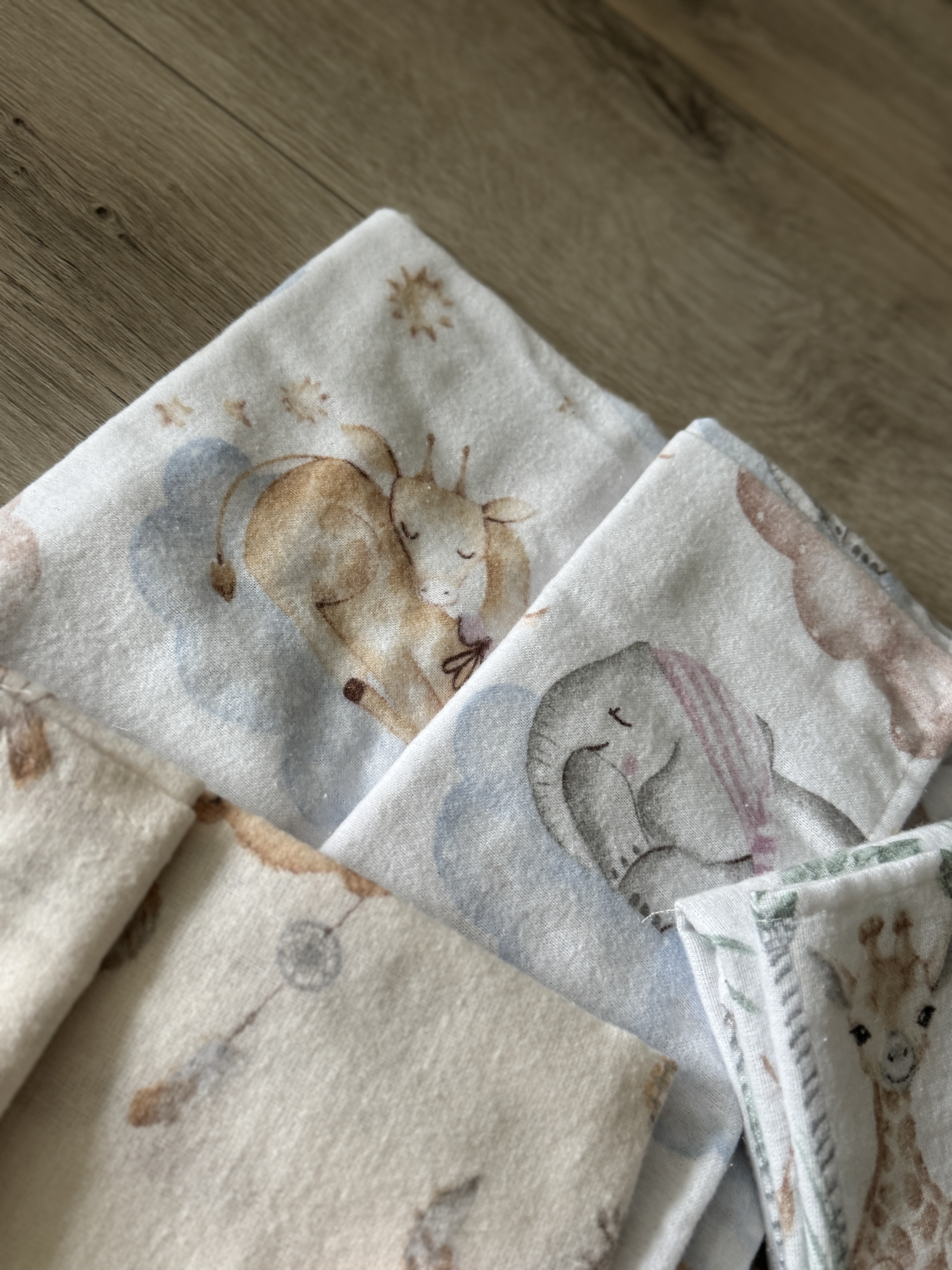 3vnt flanelinių vystyklų rinkinys