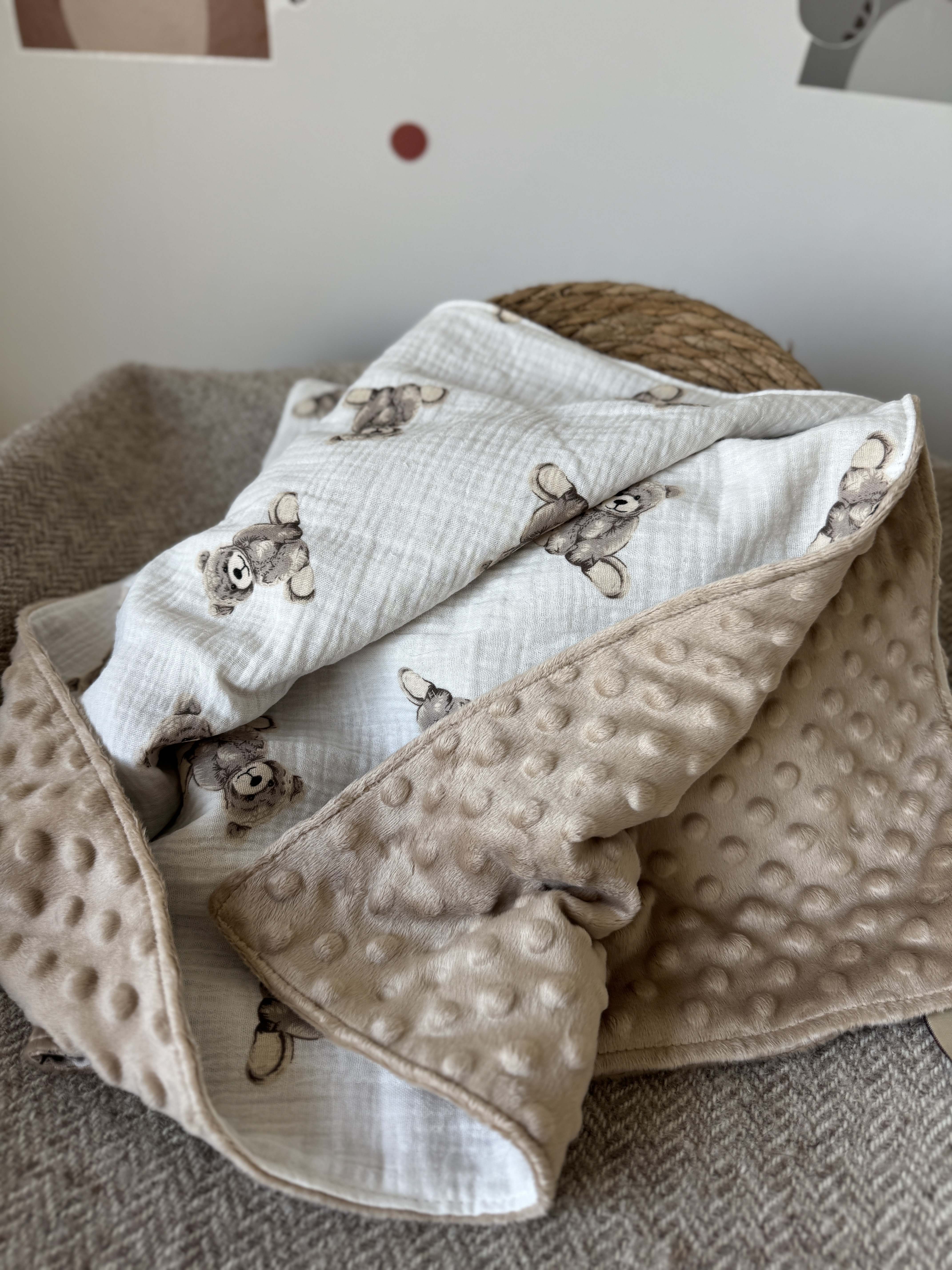 Minky + muslino pledukas | Meškiukai