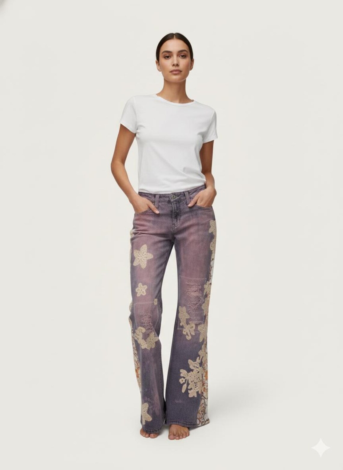 Upcycled One-of-a-Kind Patchwork Denim Jeans Size 9