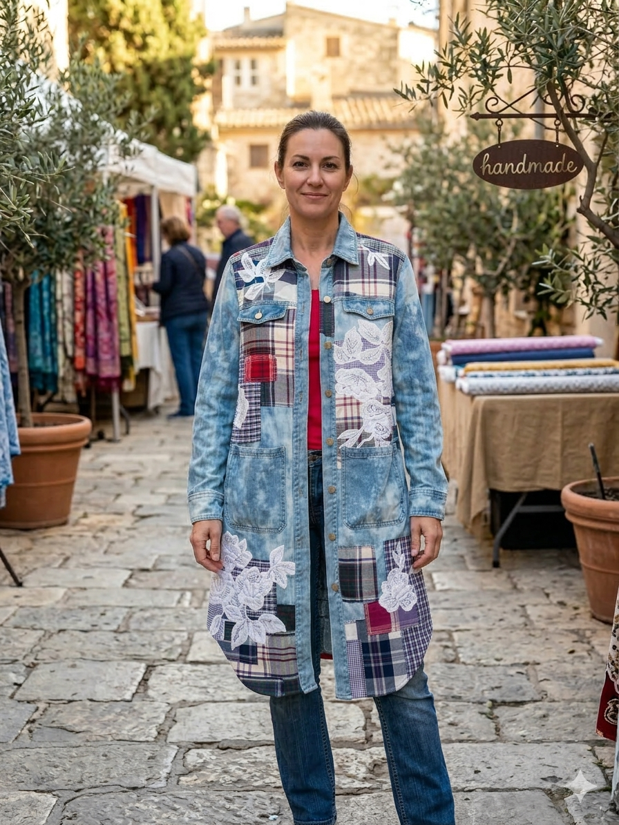One-of-a-Kind Upcycled Denim Patchwork Jacket/Dress By ThreadsReclaimed Size S