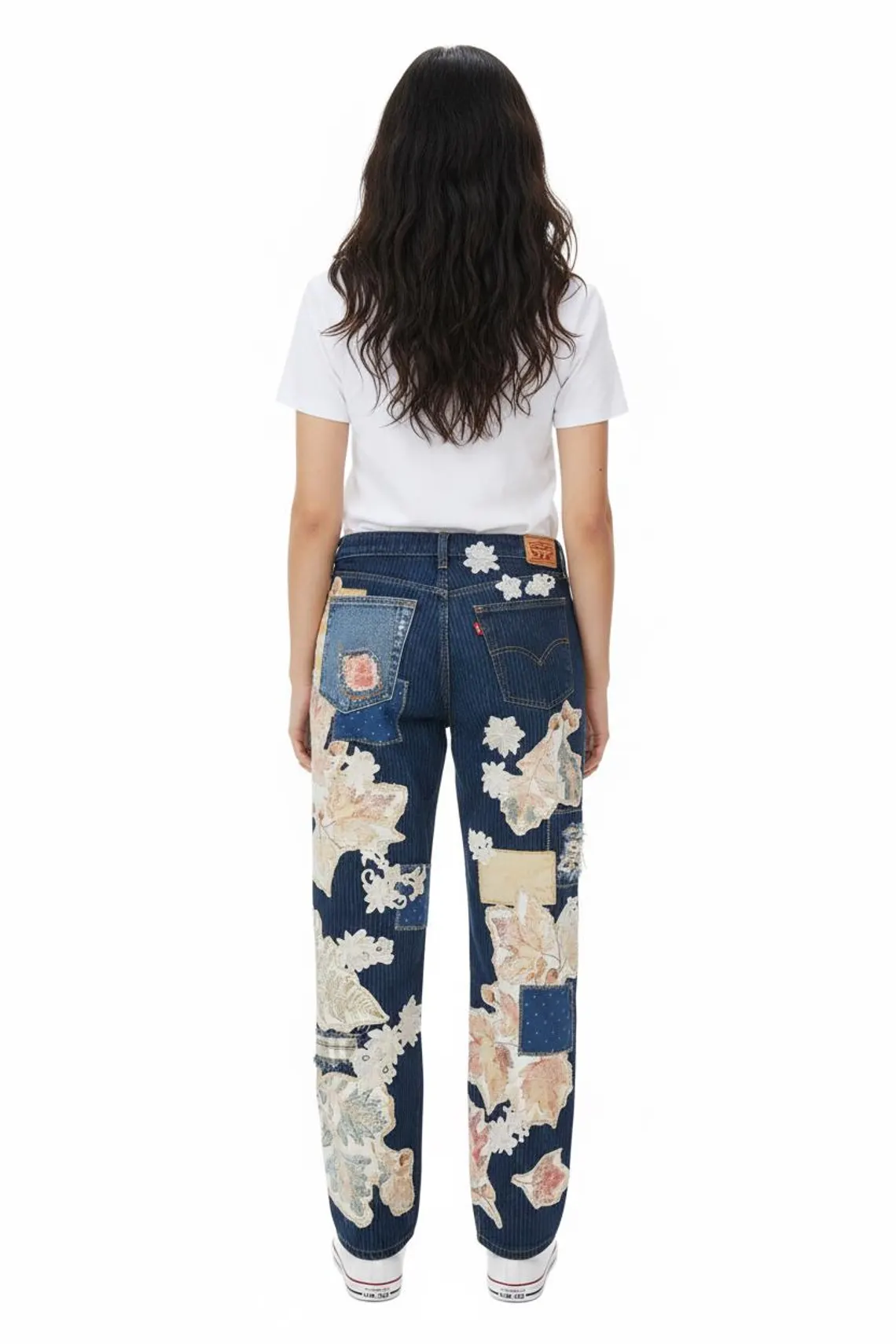 Levi Dark Denim Stripe Patchwork Jean 33x30