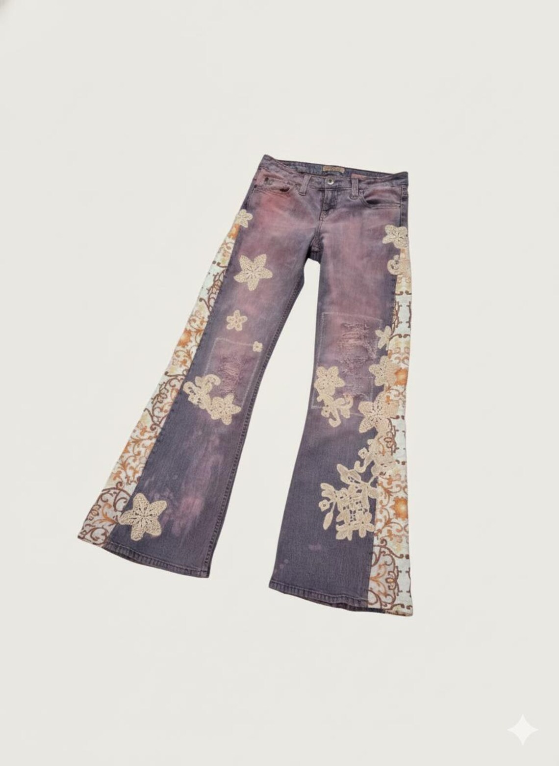 Upcycled One-of-a-Kind Patchwork Denim Jeans Size 9