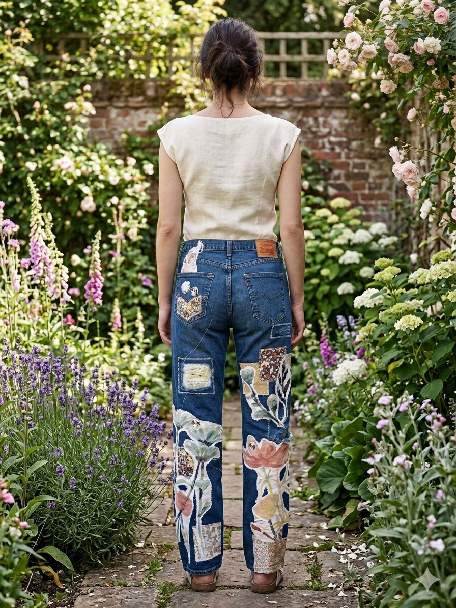 Upcycled Patchwork LEVI 501 Button Fly By 33x30 One-of-a-Kind