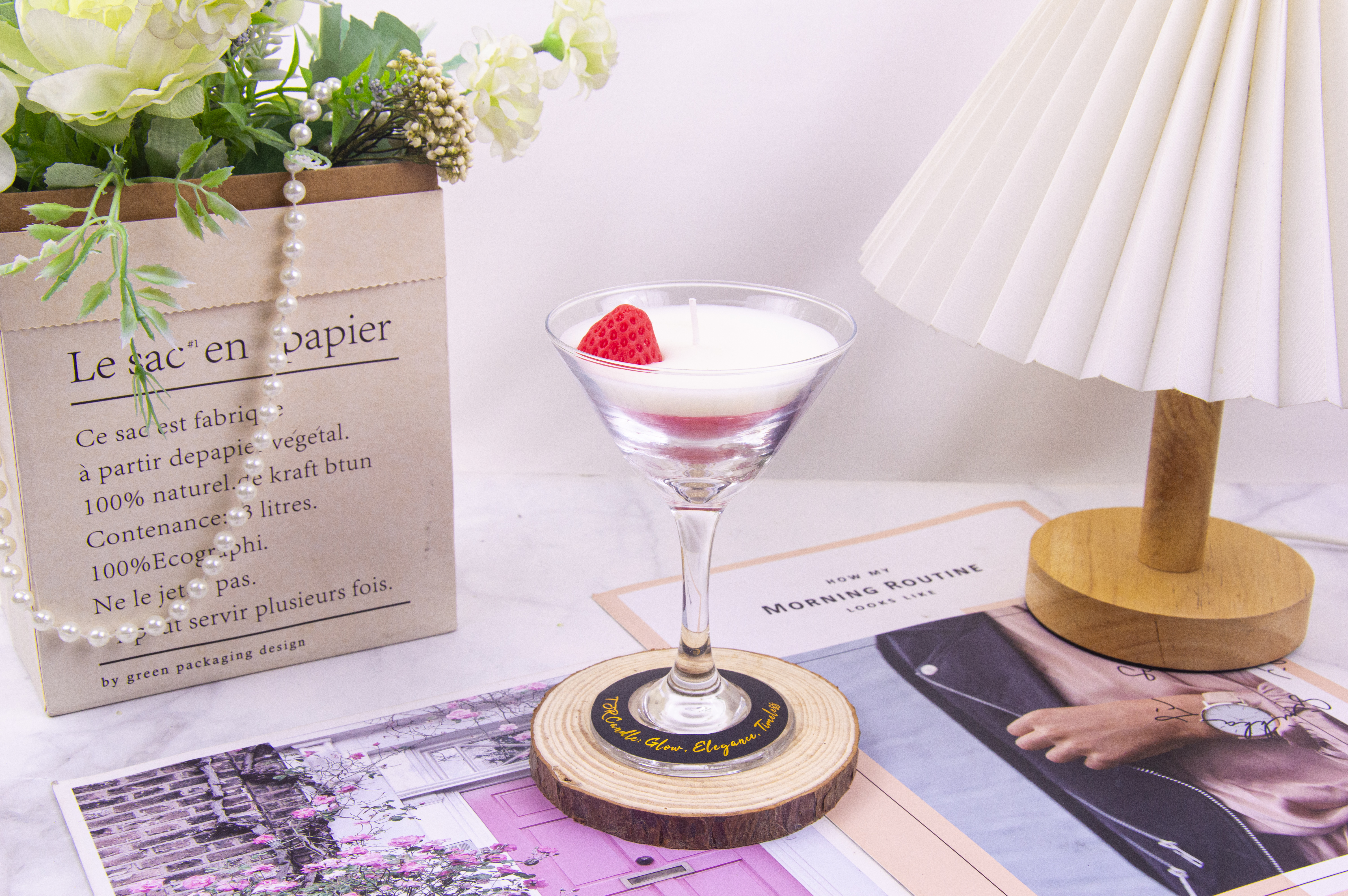 Strawberry Martini Glass Candle